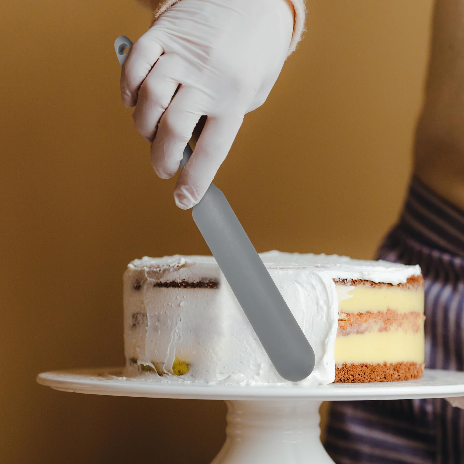 Kichvoe Silicone Baking Spatula - Flexible Non-Stick Mixing Scraper for Sourdough Starter, Cake, Butter & Cream - Grey Kitchen Tool (Perfect for Baking, Cooking & Mixing in Jars)