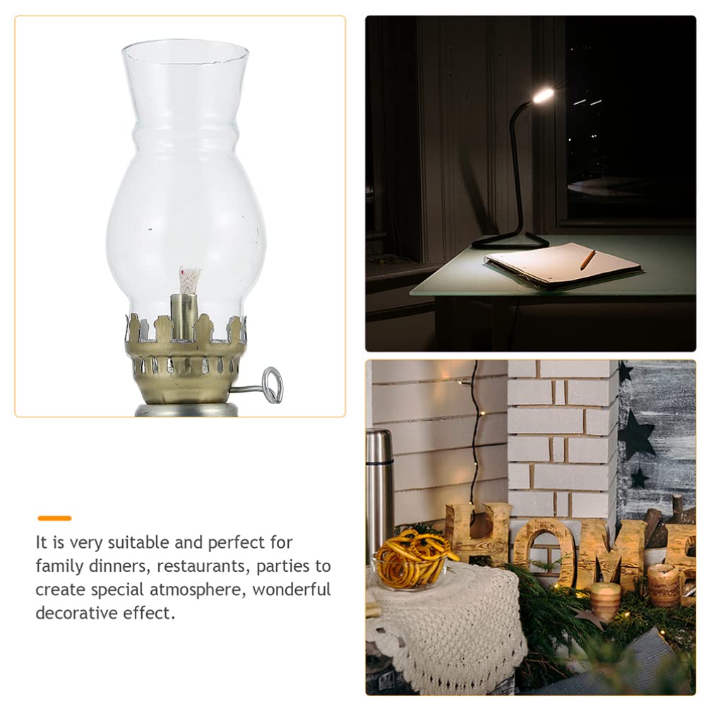 2pcs Clear Glass Lamp Chimney - Replacement Shade for Kerosene & Oil Lamps - Decorative Lighting Accessory for Home, Camping, and Emergency Use