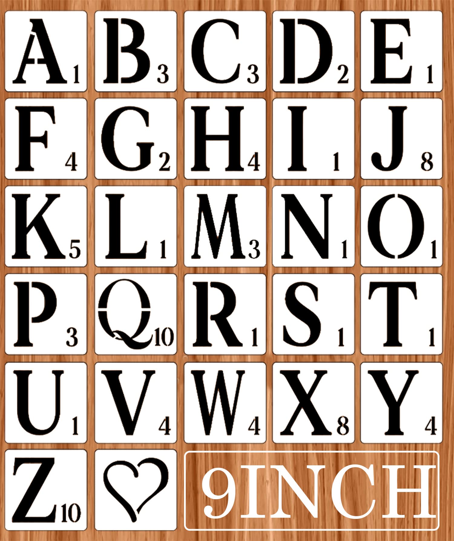 9 Inch Large Letter Stencils Reusable - Alphabet & Numbers Stencil Set for Painting on Wood, Wall, Canvas, Fabric - Perfect for DIY Crafts, Home Decor, Sign Making and Art Projects