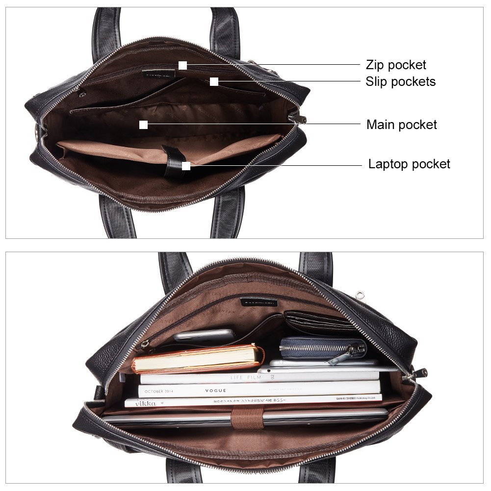 Premium Genuine Leather Briefcase for Men - BOSTANTEN Business Messenger Bag - Durable Laptop Bag for Office, Work & Travel