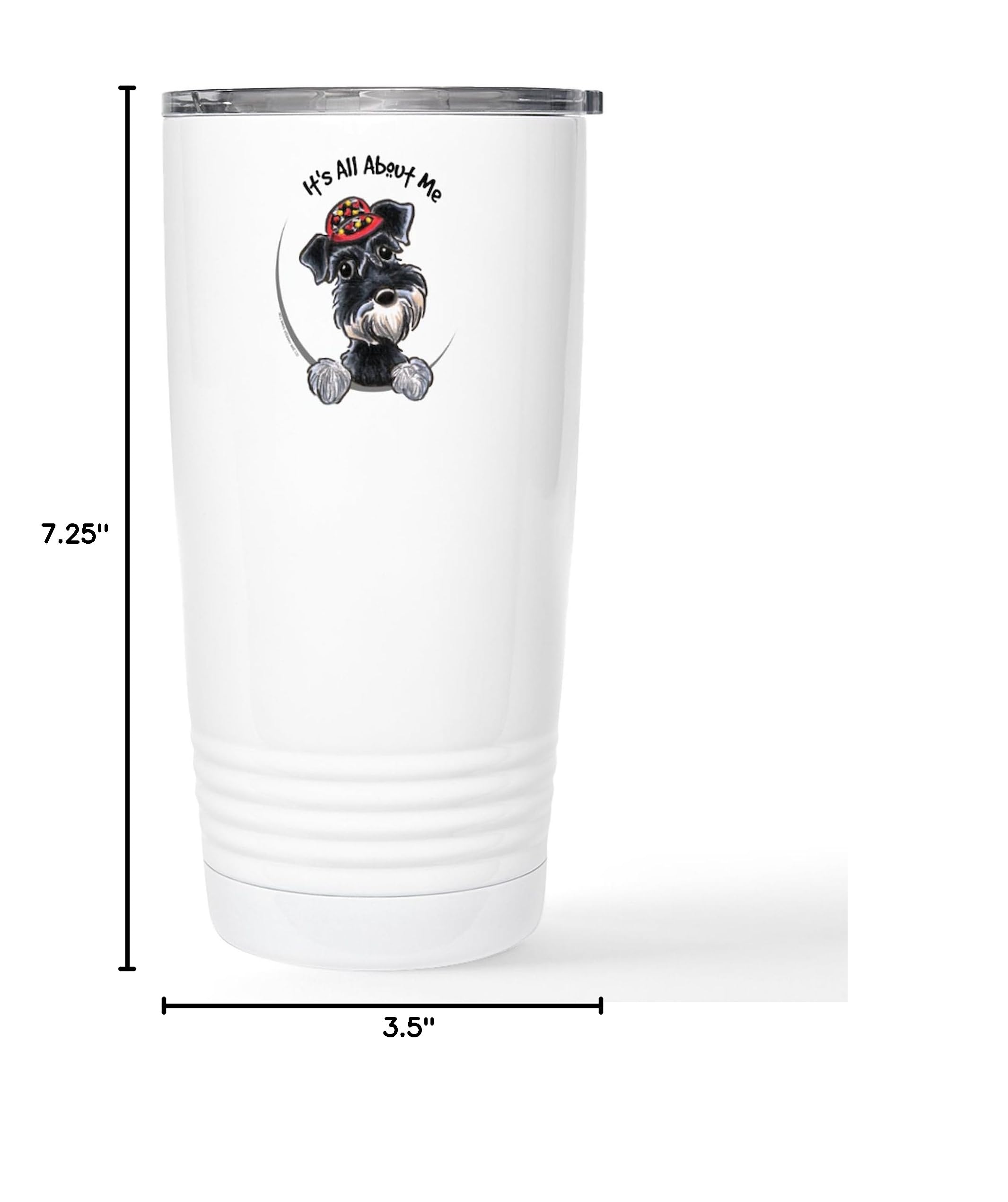 20 oz Insulated Stainless Steel Coffee Tumbler Travel Mug - Boy Schnauzer IAAM Design, Hot & Cold Drink Thermos for Office, Commute, Camping & Outdoor Activities