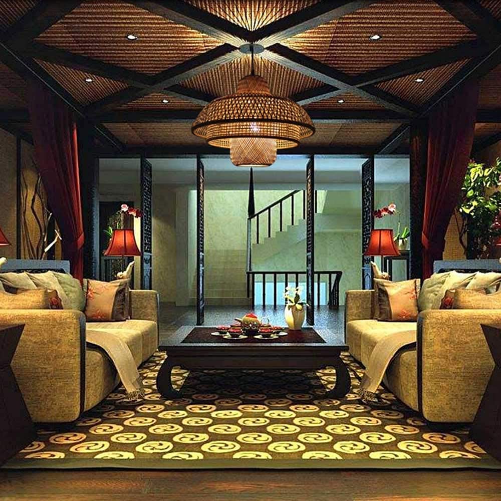 Handmade Bamboo Pendant Light - Wicker Lamp Shade for Living Room, Bedroom, Restaurant & Cafe | Artistic Hanging Lighting Fixture for Dining Room, Teahouse, Bar & Club | Perfect for Boho, Farmhouse & Coastal Decor
