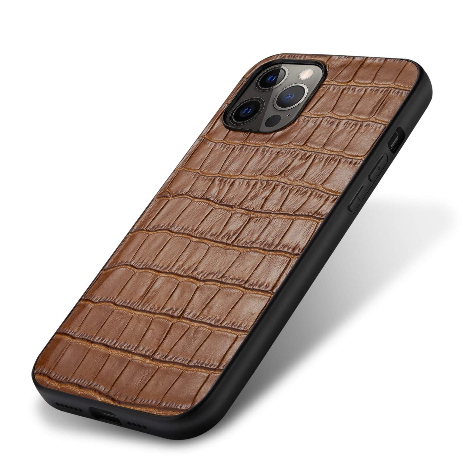 Genuine Leather Case for iPhone 12 Pro Max - Premium Crocodile Pattern Real Leather Full Coverage Protective Bumper Case (All-Inclusive) | Perfect for Business, Travel & Everyday Use