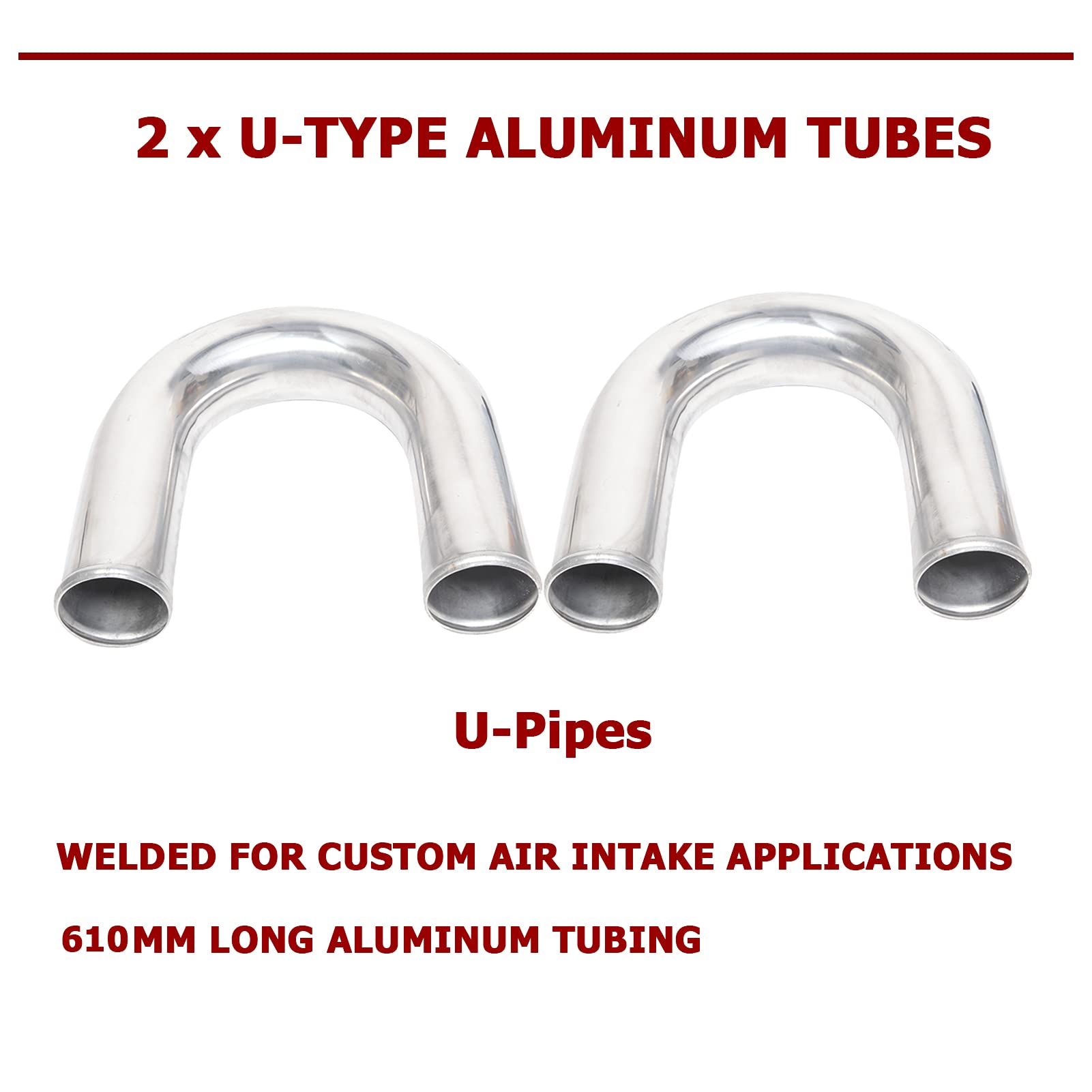 Universal 8-Piece 2.5-Inch Intercooler Piping Kit with U-Bend, T-Bolt Clamps & Silicone Couplers - High-Performance Turbo Upgrade for Cars, Trucks & Performance Vehicles