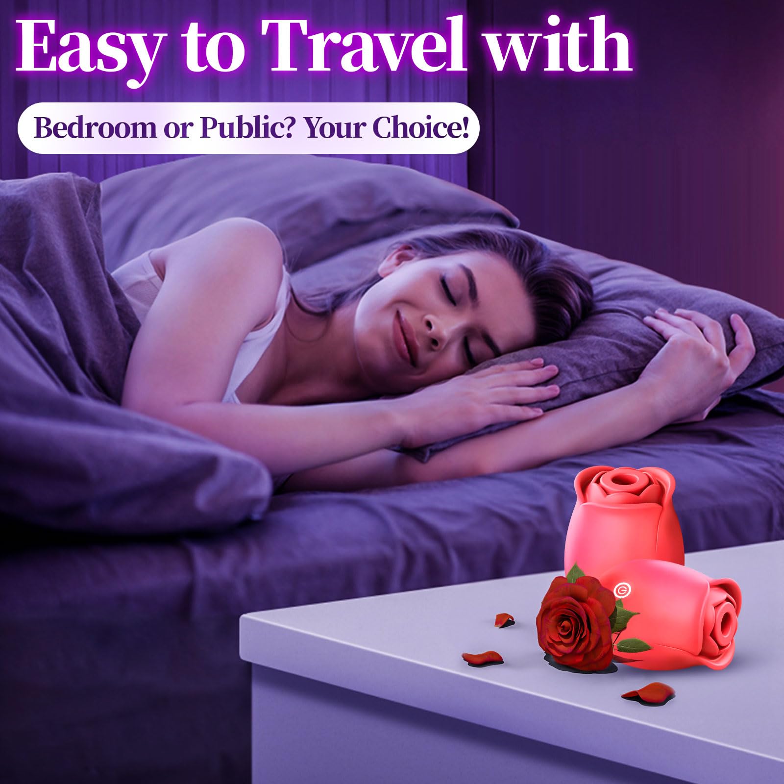 2024 New Rose Toy - 10 Speed Powerful Rose Vibrator for Women, Clitoral Stimulator with Licking & Suction Functions - Perfect for Solo Play, Couples Intimacy & Relaxation
