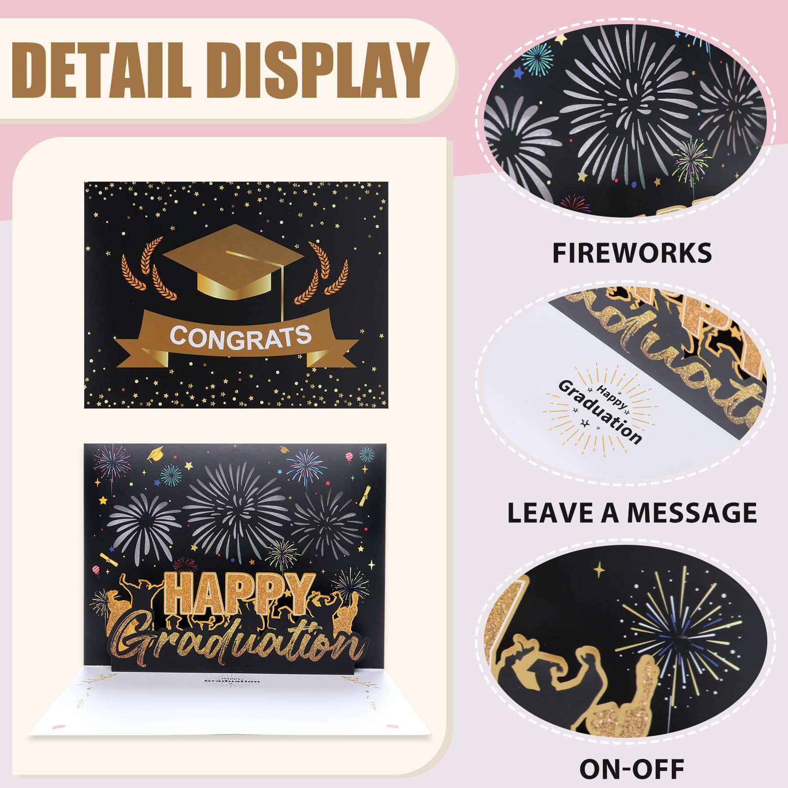 3D Pop-Up Graduation Card with Music & Lights - 2024 Graduation Celebration Gift for High School, College & University Graduates - Perfect for Commencement Ceremonies, Graduation Parties & Congratulatory Gifts