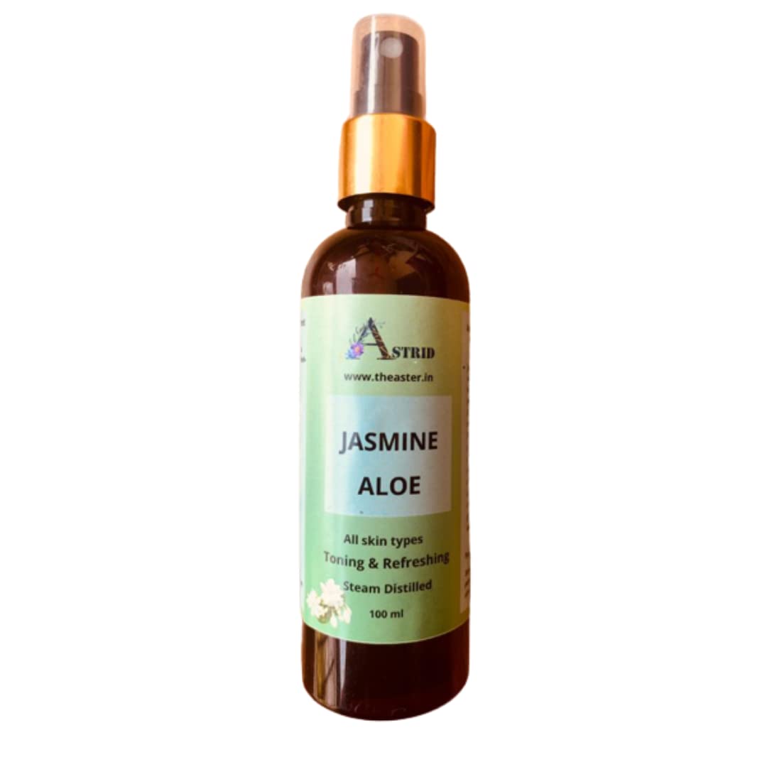 Astrid Jasmine & Aloe Vera Hydrating Facial Mist - Pure Floral Water Toner with Mogra & Aloe for Refreshing Skin Care | Paraben & Sulfate Free | Perfect for Daily Hydration, Post-Workout Refresh & Makeup Setting