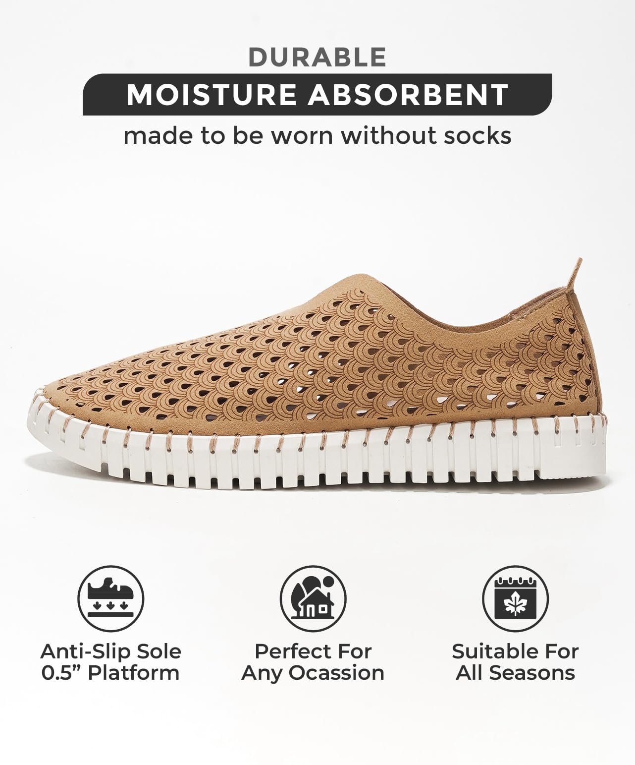 Women's Cloud Loafers - Memory Foam Slip-On Shoes | Lightweight & Non-Slip Casual Flats | Machine Washable Comfort Sneakers for Work, Travel & Everyday Wear (Lily)