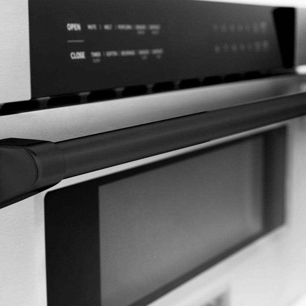 ZLINE Autograph Edition 30 Inch Built-In Microwave Drawer - 1.2 Cu Ft Stainless Steel with Matte Black Accents (MWDZ 30 MB) - Perfect for Modern Kitchens, Luxury Homes & Space-Saving Designs