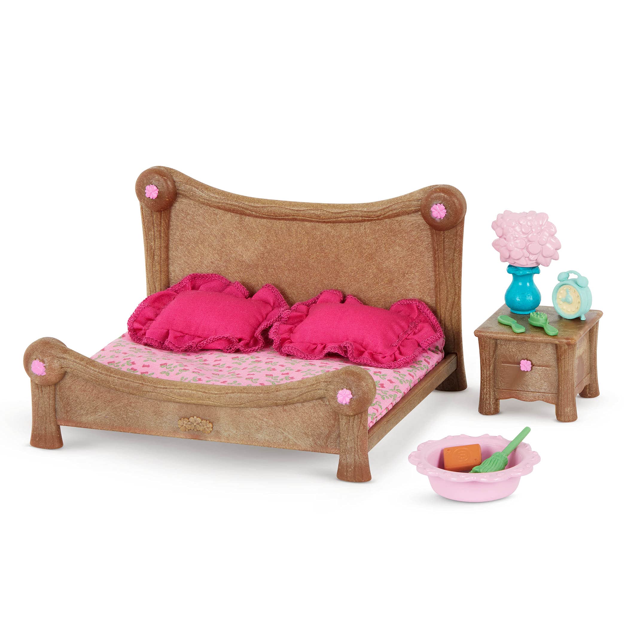 Li'l Woodzeez Master Bedroom & Dining Set – 26-Piece Miniature Dollhouse Furniture with Bed, Table, Fridge, Kitchen Accessories – Perfect for Kids Age 3+ – Great for Pretend Play, Storytelling & Creative Role-Playing Games