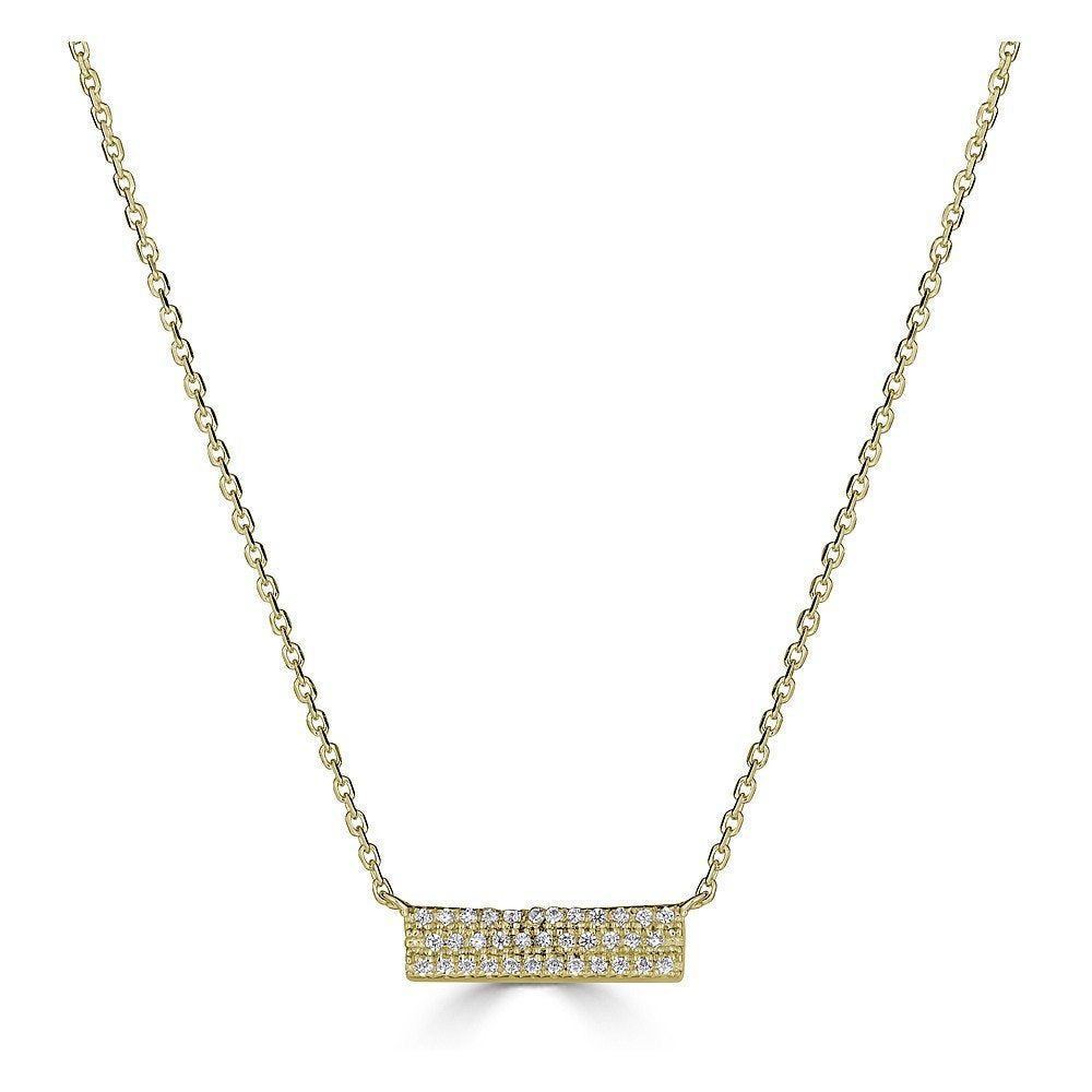 14KT Gold 1/10 CTW Diamond Rectangle Bar Necklace for Women - Elegant Layering Piece for Everyday Wear & Special Occasions