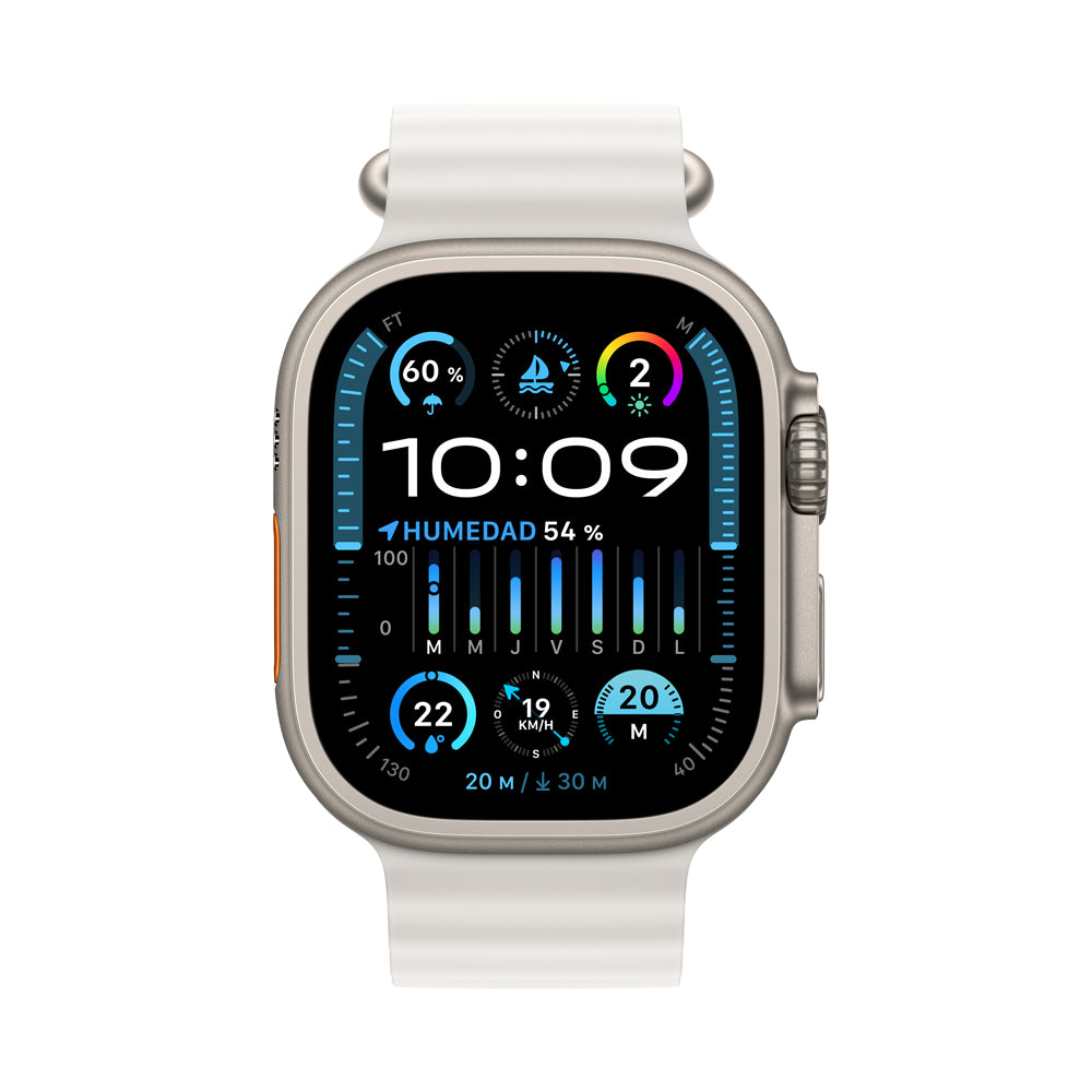 Apple Watch Ultra 2 GPS + Cellular - 49mm Titanium Case with White Ocean Band - Perfect for Outdoor Adventures, Fitness Tracking & Daily Wear