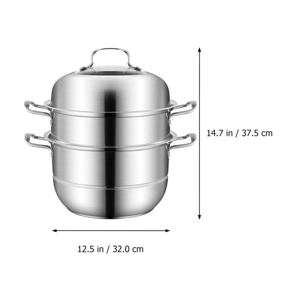 **Hemoton 1-Piece Stainless Steel Steamer Pot – 3-Layer Thickened Design for Cooking, Steaming & Soup Making | Durable & Practical Kitchen Cookware for Healthy Meals**    *(Use Cases: Perfect for steaming vegetables, fish, dumplings, or making soups, broths, and baby food. Ideal for home kitchens, restaurants, and meal prep.)*