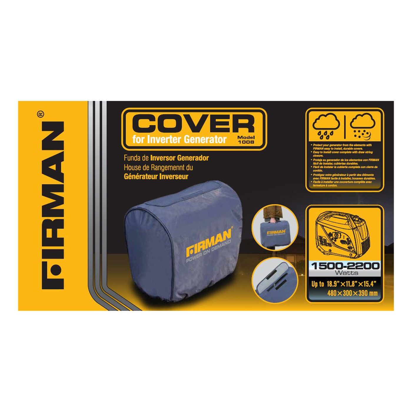 Firman 1008 1500-2700W Portable Inverter Generator Cover - Durable Protection for Camping, RV, and Outdoor Power Supply