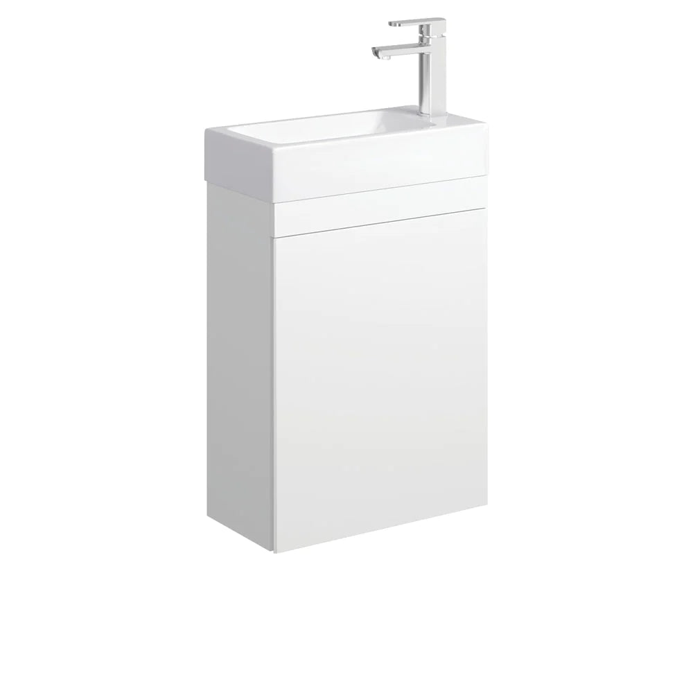 Fienza Edge 45RW Satin White Wall Mounted 450mm Bathroom Vanity - Modern Space-Saving Design for Small Bathrooms & Powder Rooms