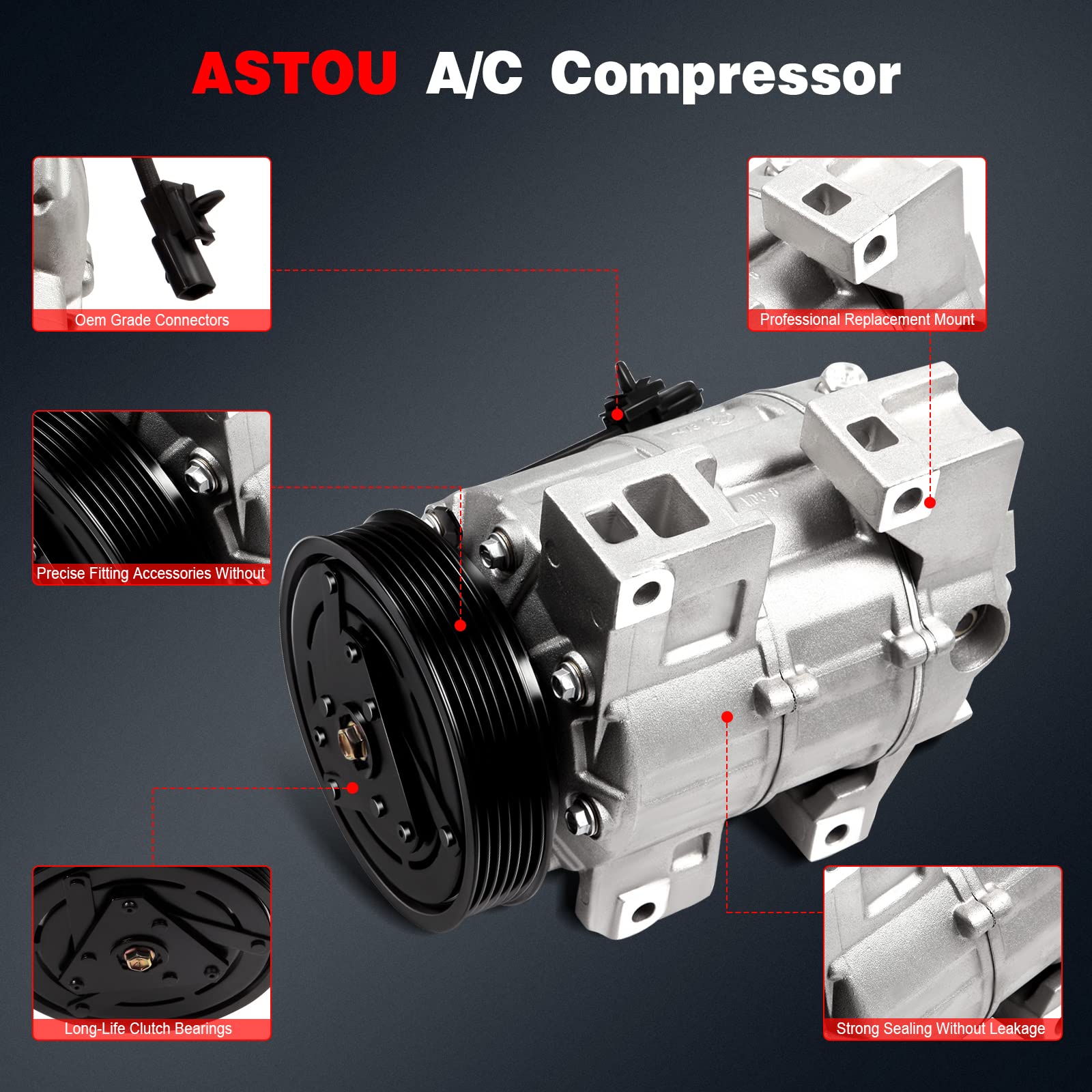 New A/C Compressor Compatible for Nissan Altima 2.5L 2007-2012 & Sentra 2.5L - Replacement Air Conditioning Compressor with Clutch (Part# 92600JA00A) - Perfect for Summer Cooling & Auto AC Repair