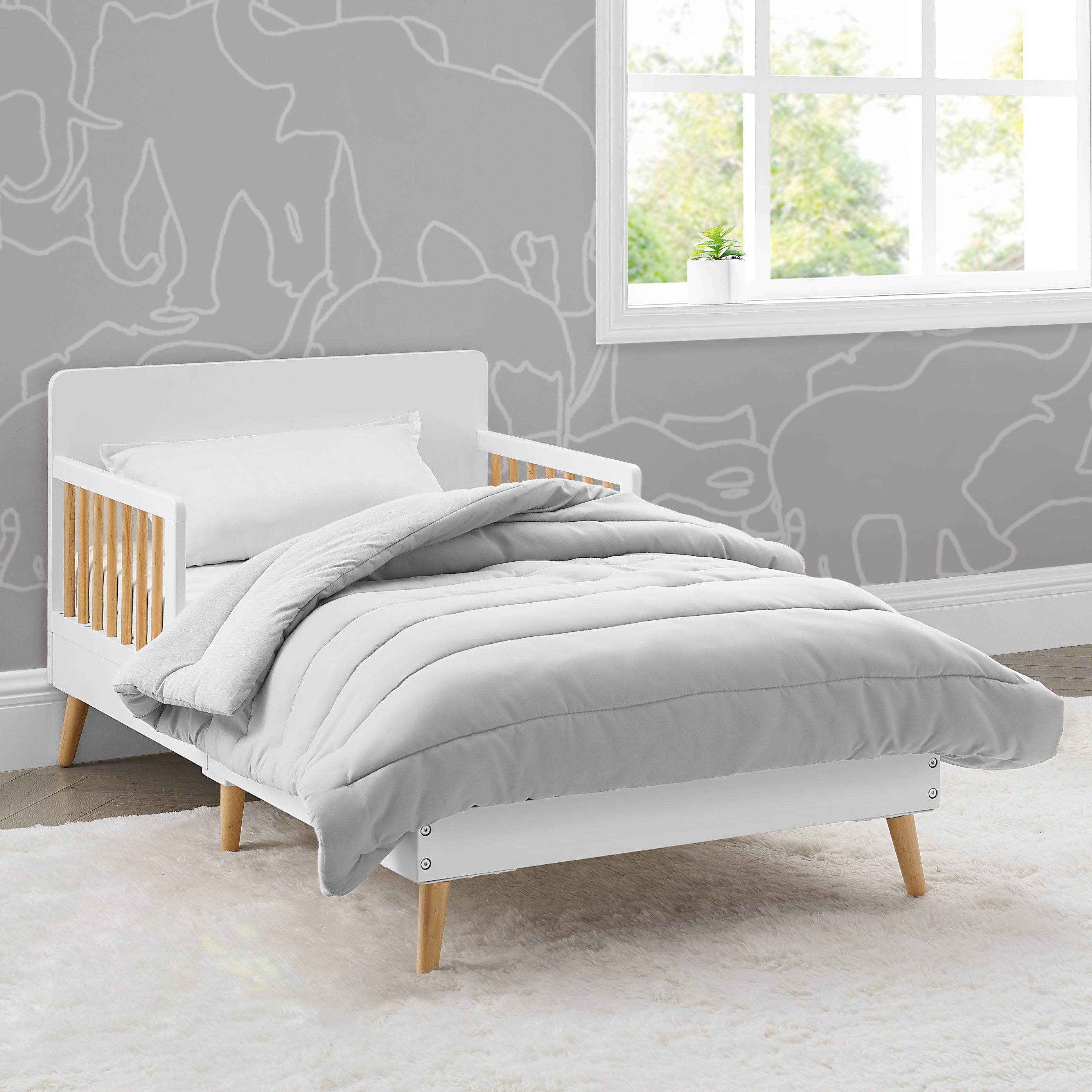 Logan Wood Toddler Bed for Kids - Solid Wood Construction, Safe & Sturdy Design - Perfect for Nursery, Daycare, or First Big Kid Bed Transition