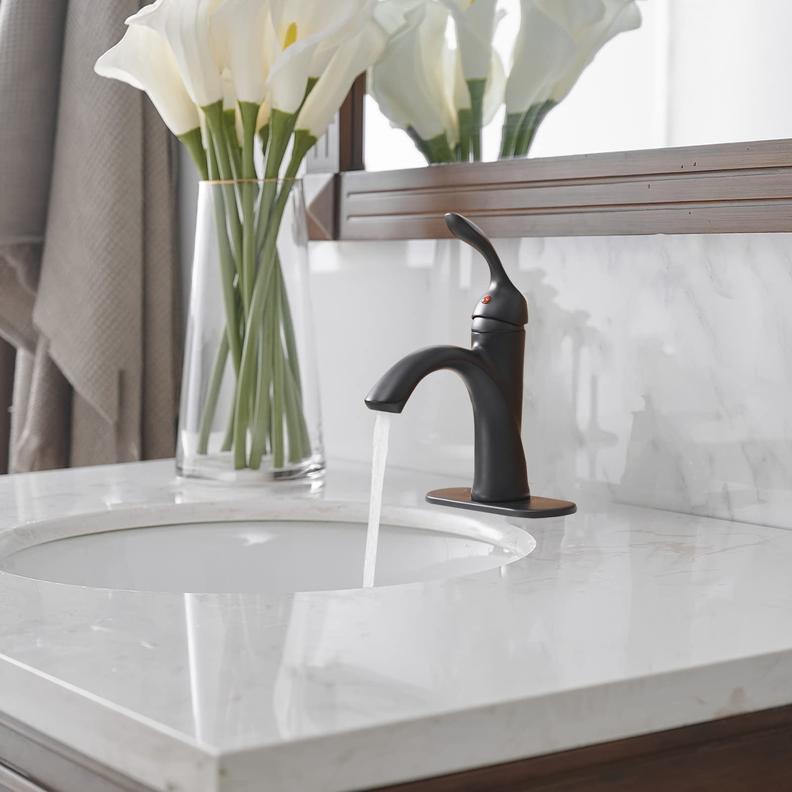 Black Matte Single Hole Bathroom Faucet with Pop-Up Drain - Perfect for Modern Sinks
