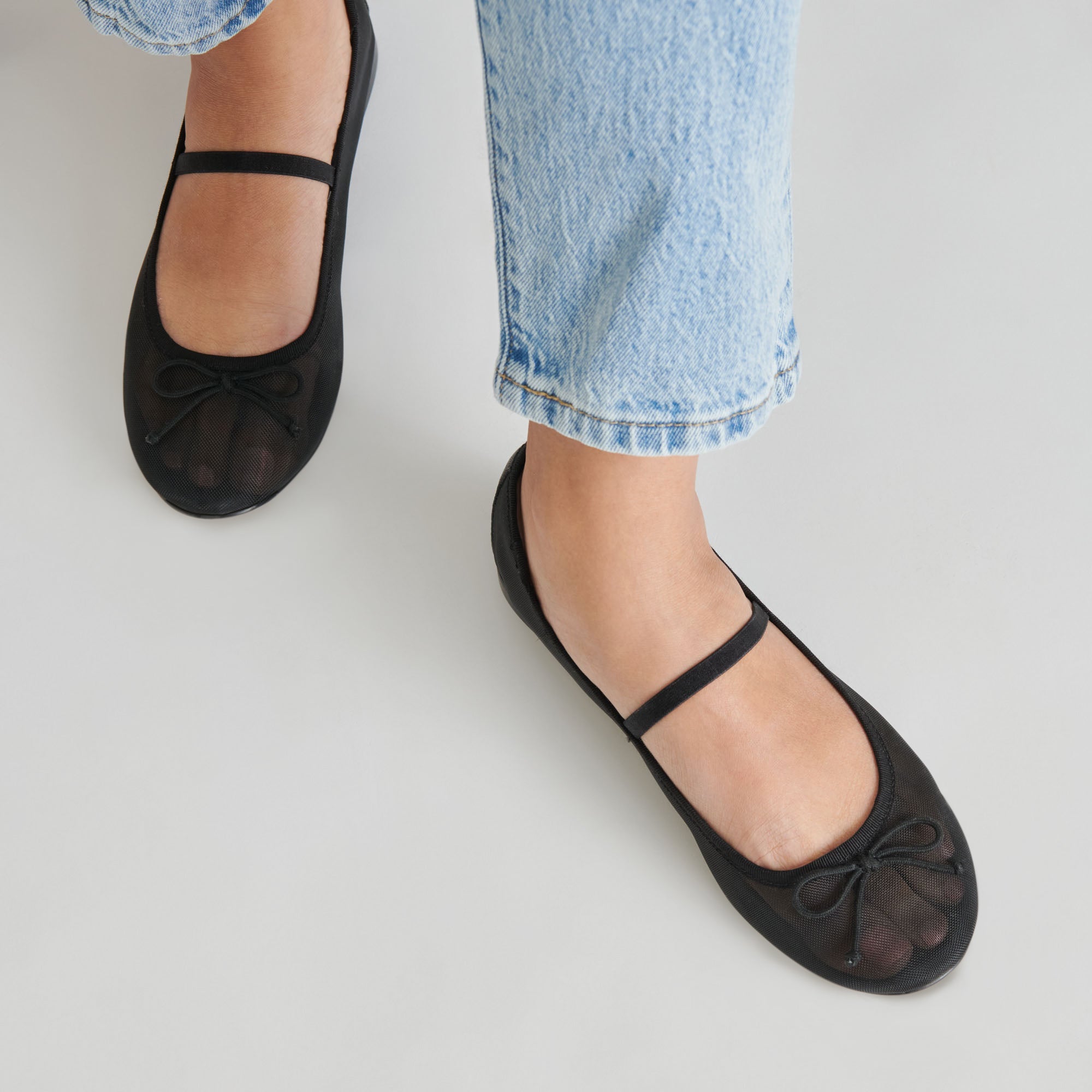 Cadel Ballet Flats for Women - Onyx Black Mesh Comfortable Slip-On Shoes for Casual Wear, Work & Dance