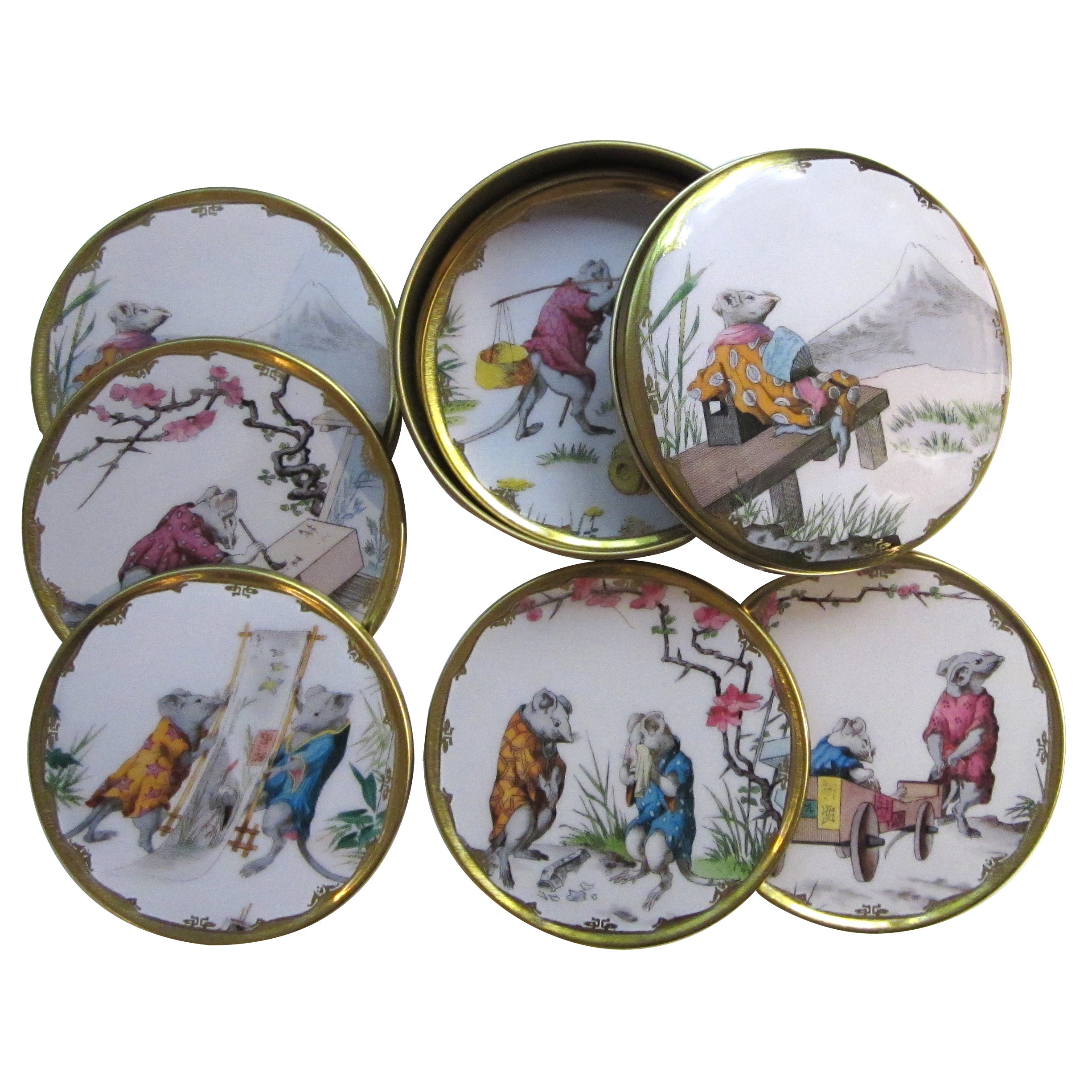 Secret Village Of Mice Coaster Set - Cute Mouse-Themed Drink Coasters for Home & Office - Perfect for Coffee, Tea & Beverage Protection