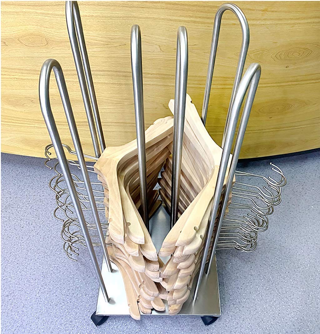 DLPPPA Swivel Caster Hanger Storage Stand - 140 Hanger Capacity Wooden Closet Organizer with Steel Frame | Space-Saving Wardrobe Solution for Bedroom, Closet & Laundry Room Organization