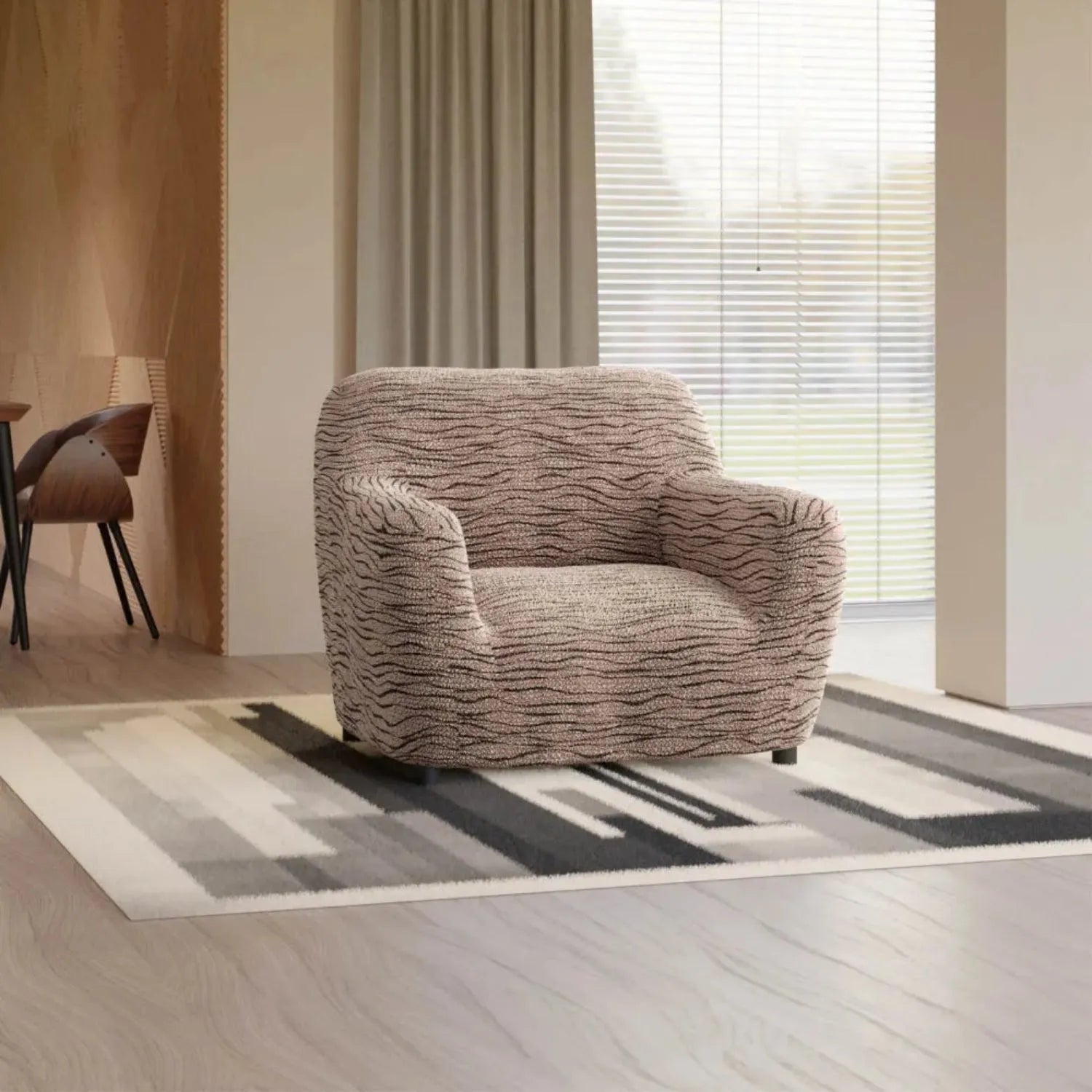 Microfiber Printed Armchair Slipcover - Stretchable Furniture Protector for Living Room, Bedroom & Office - Easy Washable Sofa Cover for Home Decor