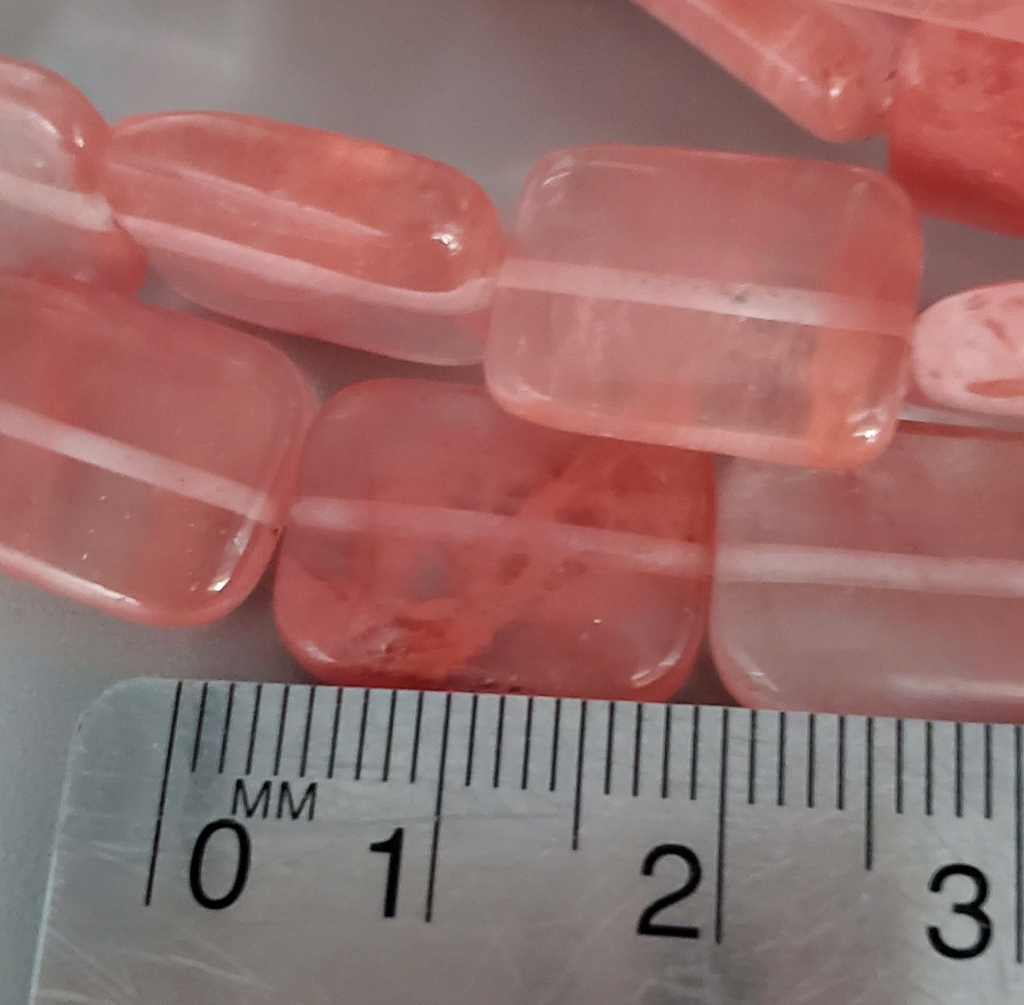 Natural Cherry Quartz Rectangular Beads Strand - 15 Inch Gemstone Beads for Jewelry Making, DIY Bracelets & Necklaces - Healing Crystal for Positive Energy & Creativity