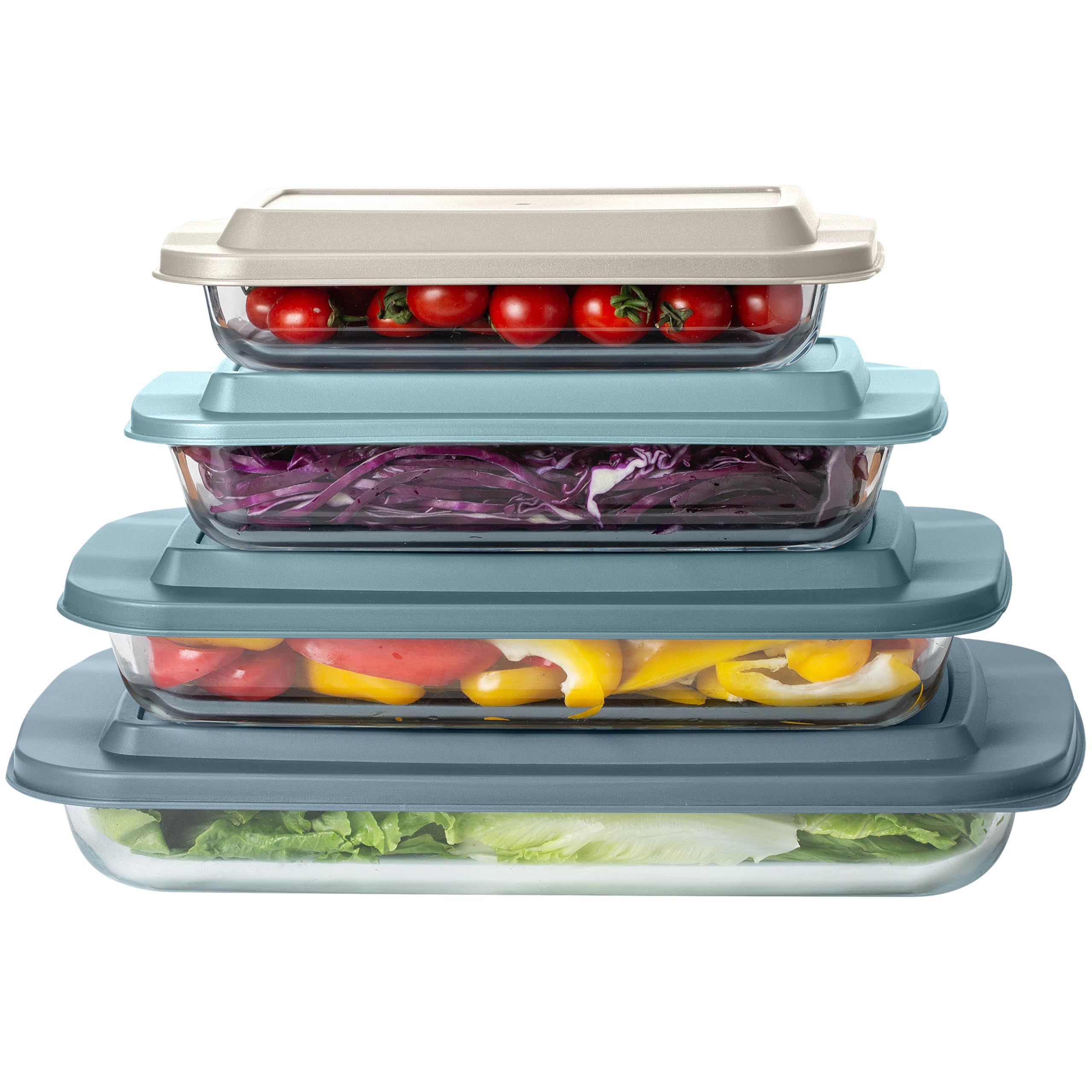 8-Piece Colorful Glass Baking Dish Set with Lids - Oven, Freezer & Microwave Safe Deep Casserole Dishes & Food Storage Containers | Perfect for Meal Prep, Leftovers & Holiday Cooking