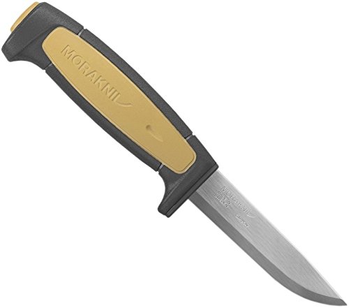 Morakniv Craftline Basic 511 High Carbon Steel Utility Knife with Combi-Sheath - 3.6 Inch Fixed Blade for Camping, Hiking & Outdoor Survival | Durable Bushcraft & Hunting Knife