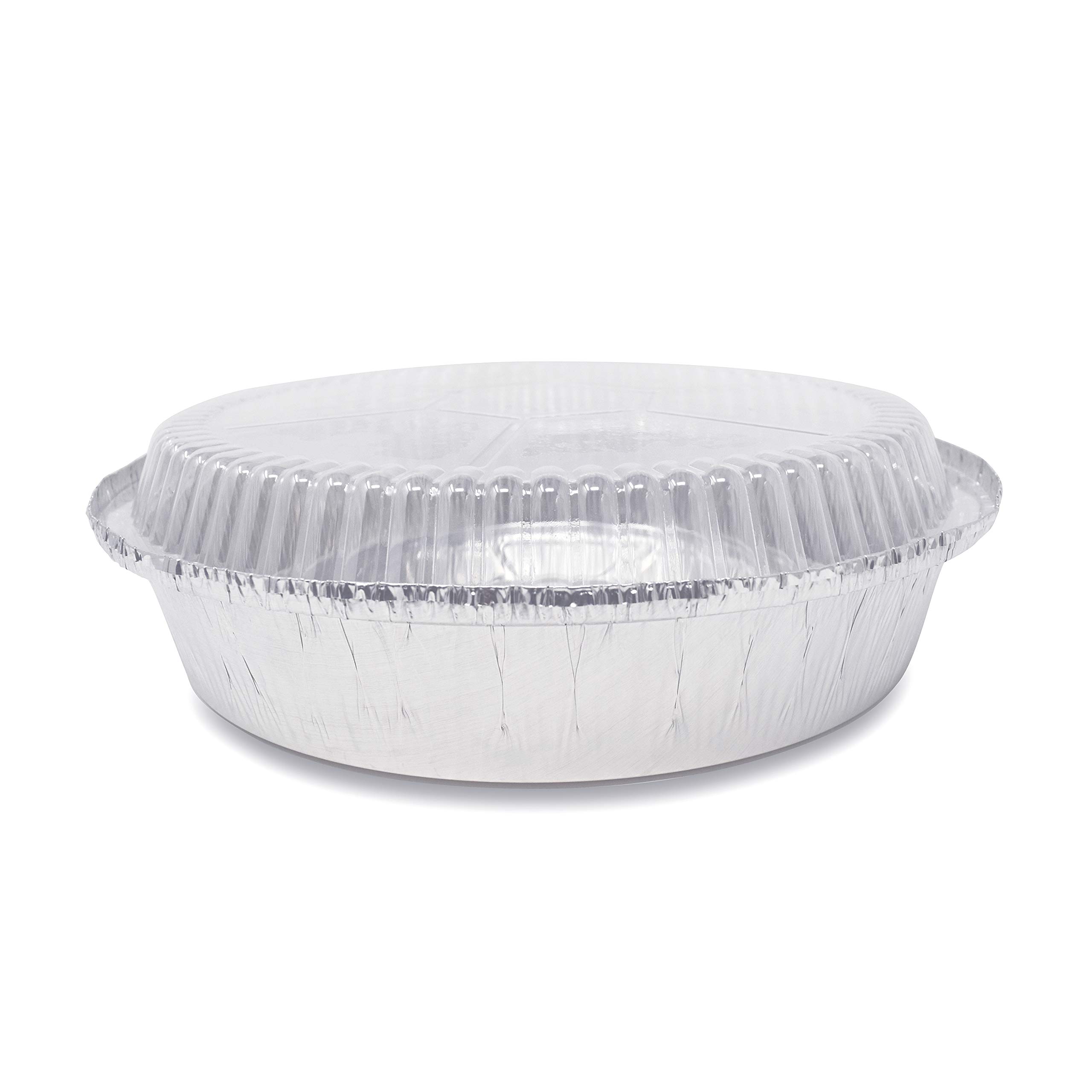 240 Pack 8-Inch Round Heavy Duty Disposable Aluminum Foil Pans with Plastic Dome Lids - Perfect for Roasting Turkey, Baking Pies, Meal Prep & Party Catering
