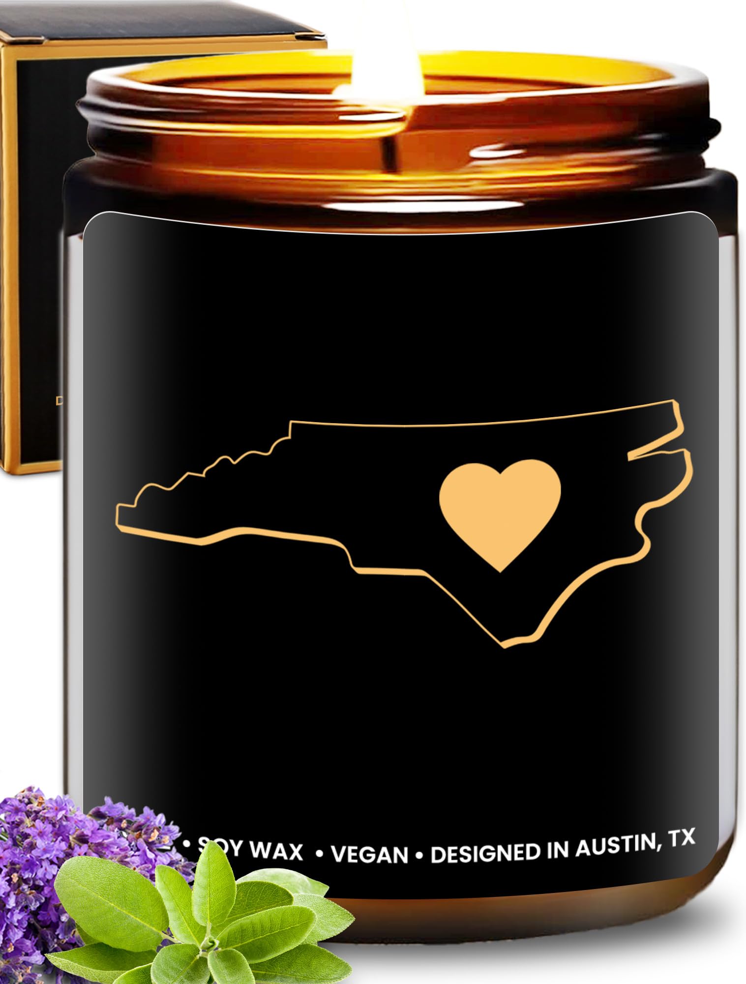 North Carolina Scented Candle - Handmade Soy Wax Candle with NC State Theme - Perfect Gift for Women & Men - Ideal for Birthdays, Christmas, Graduation - Great Souvenir for Moving Away or Homesickness - Creates Cozy Atmosphere for Home, Office & Relaxation