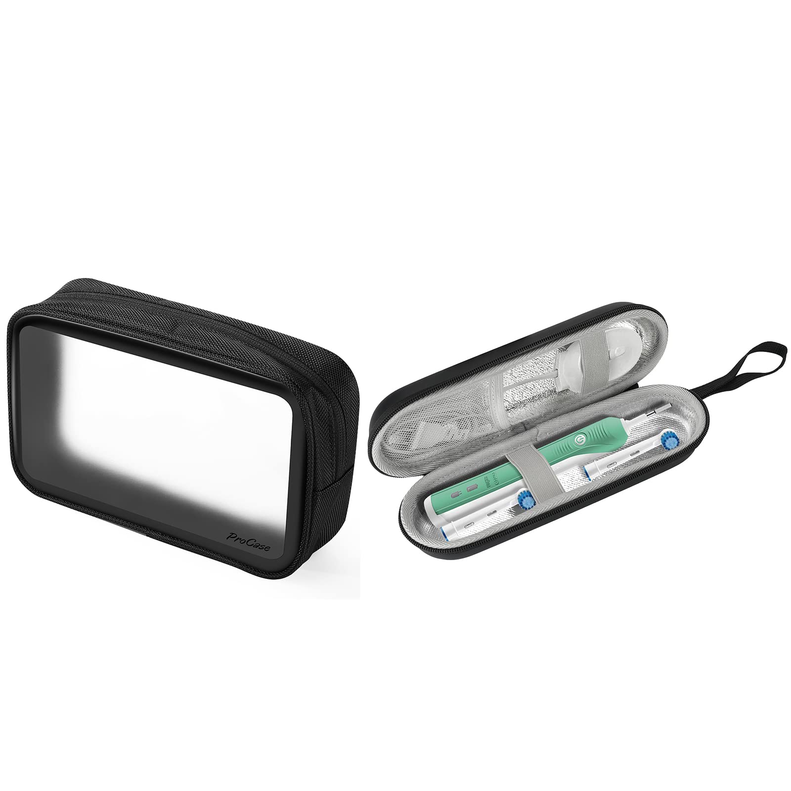 ProCase Travel Toiletry Bag Set with Electric Toothbrush Holder - Waterproof Cosmetic Organizer for Women & Men, Perfect for Airplane, Camping, Gym and Business Trips