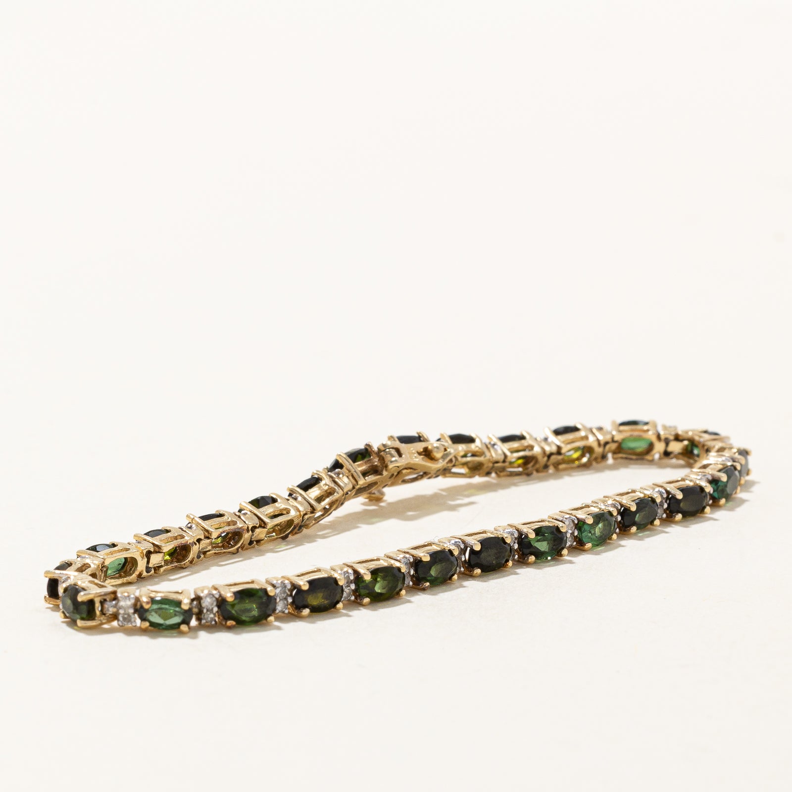 6.00ctw Tourmaline & Diamond Eternity Bracelet for Women | 0.30ctw Genuine Gemstone Tennis Bracelet | Elegant Jewelry Gift for Anniversary, Birthday & Special Occasions | Perfect for Weddings, Parties & Everyday Wear