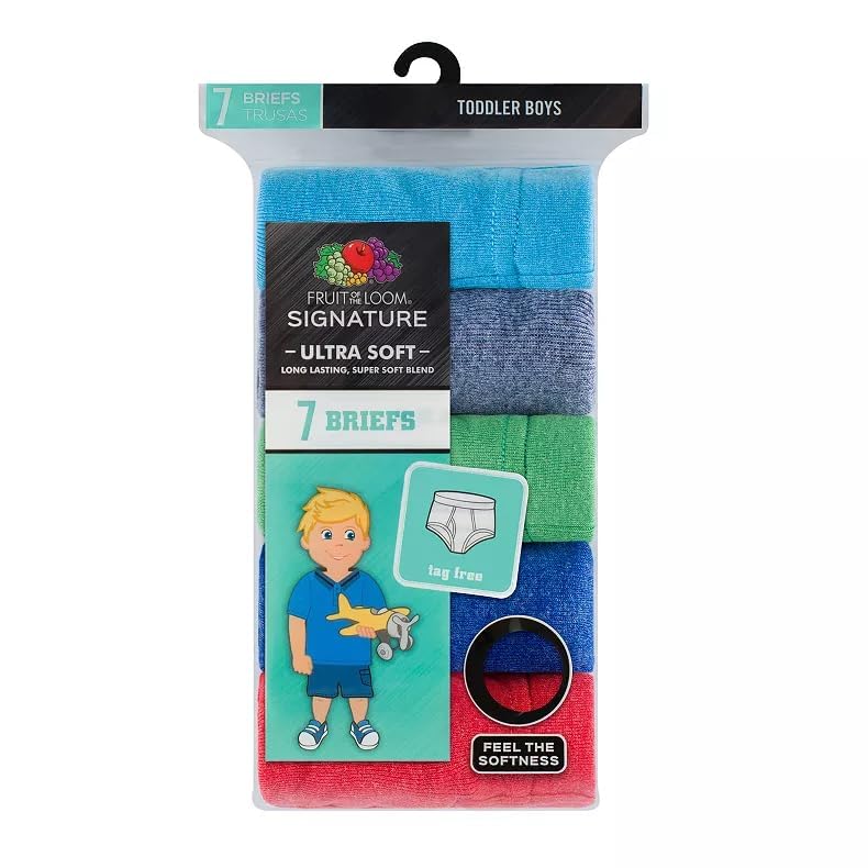 Fruit of the Loom Ultra Soft Toddler Boys Briefs Underwear - 7 Pack Multipack | Comfortable Cotton Underwear for Kids, Perfect for Playtime, School & Everyday Wear