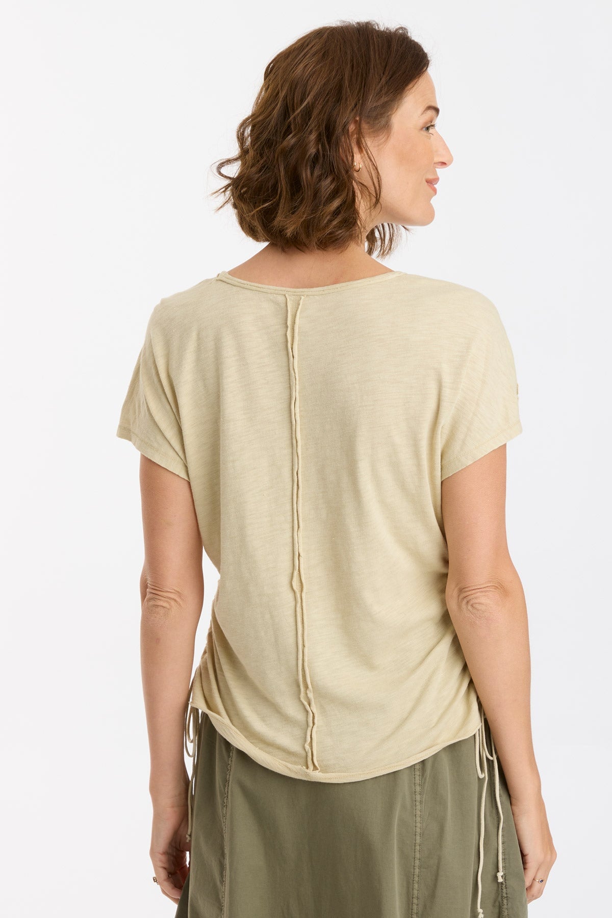 Diggory Cinched Cord V-Neck Jersey Tee for Women - Soft Stretchy Casual T-Shirt for Everyday Wear | Perfect for Layering, Work, and Weekend Outfits