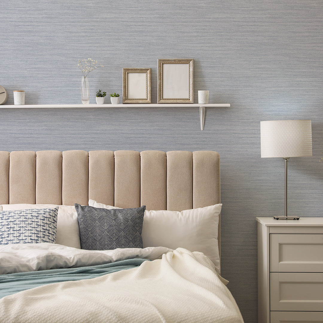 Self-Adhesive Faux Grasscloth Wallpaper - Horizontal Textured Peel & Stick Wallpaper for Living Room, Bedroom, and Office Decor
