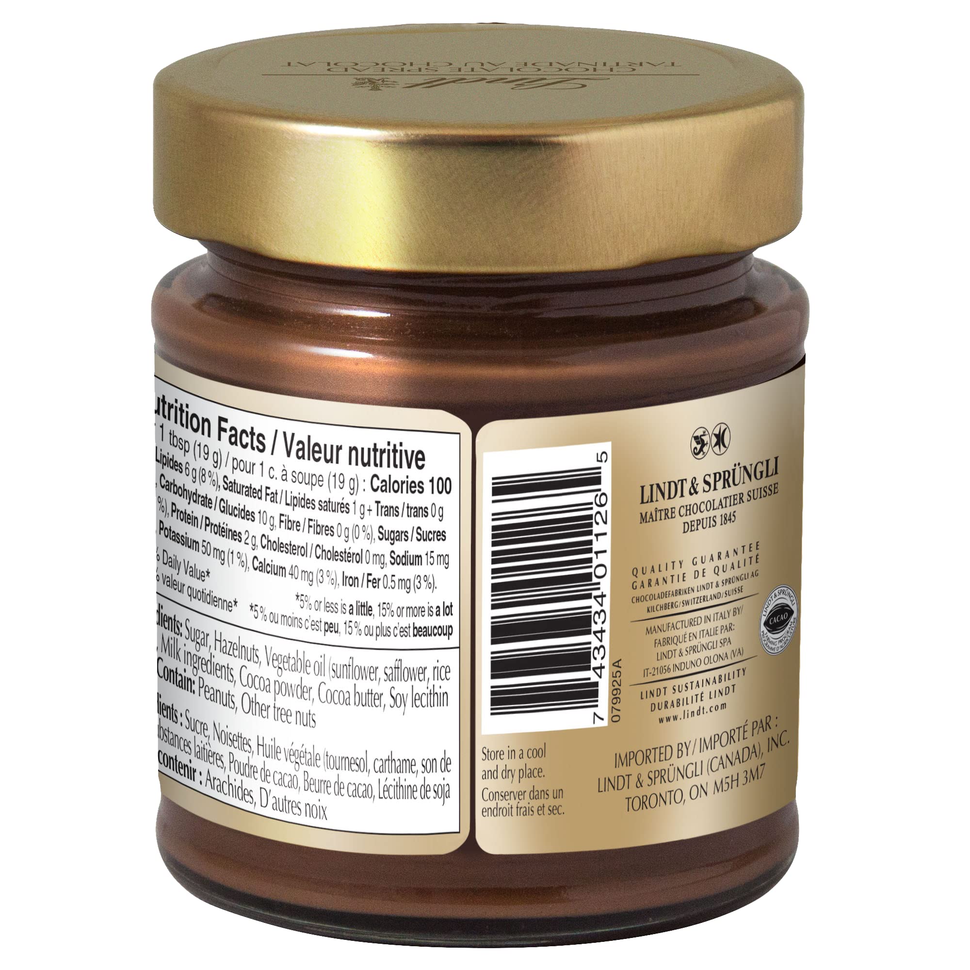 Lindt Hazelnut Milk Chocolate Spread - 7.1 oz (200g) - Rich & Creamy Nutella Alternative - Imported from Canada - Perfect for Toast, Pancakes & Dessert Toppings