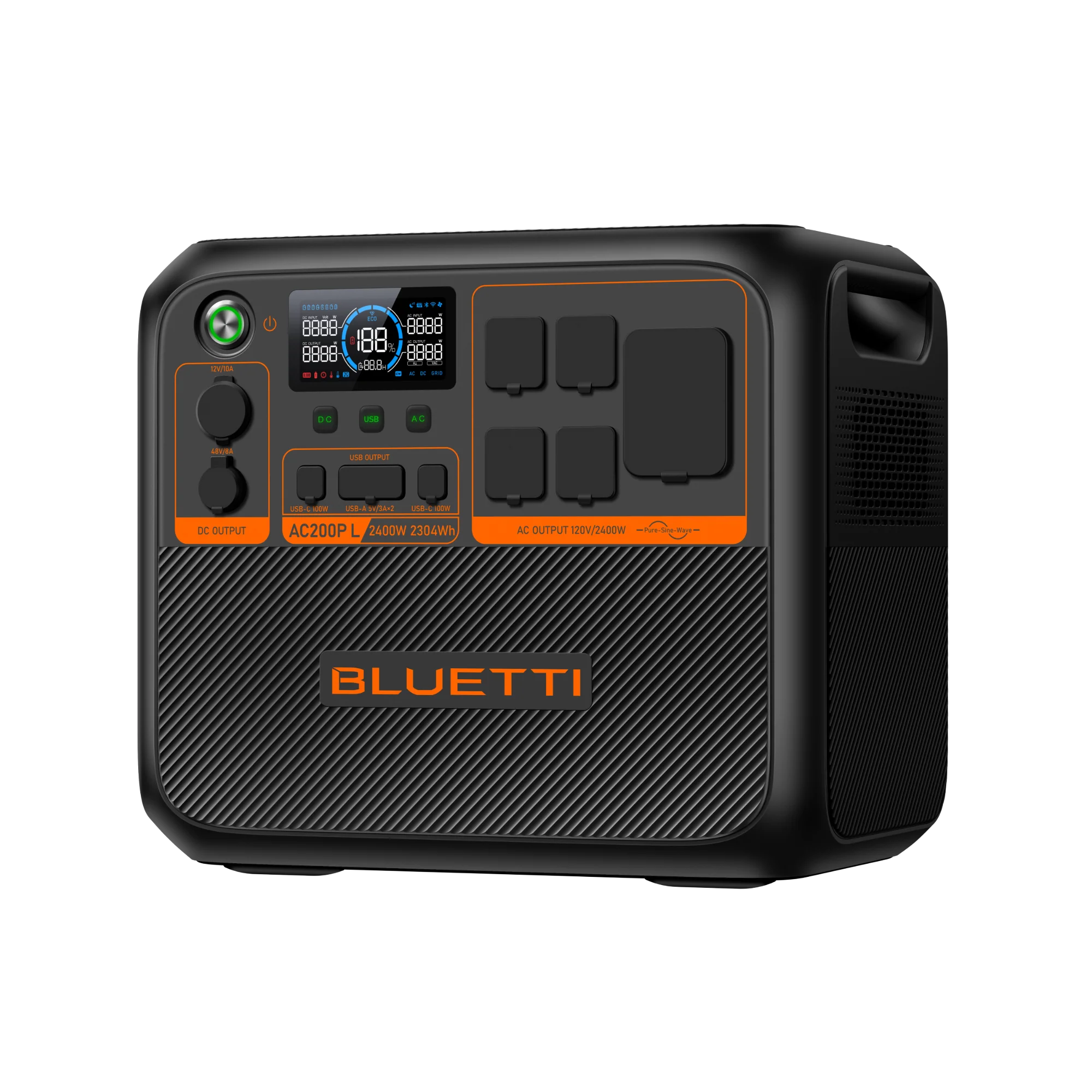 BLUETTI AC200P 2304Wh 2400W Portable Power Station with 6 AC Outlets - Solar Generator for Camping, RV, Home Backup & Emergency Power Supply