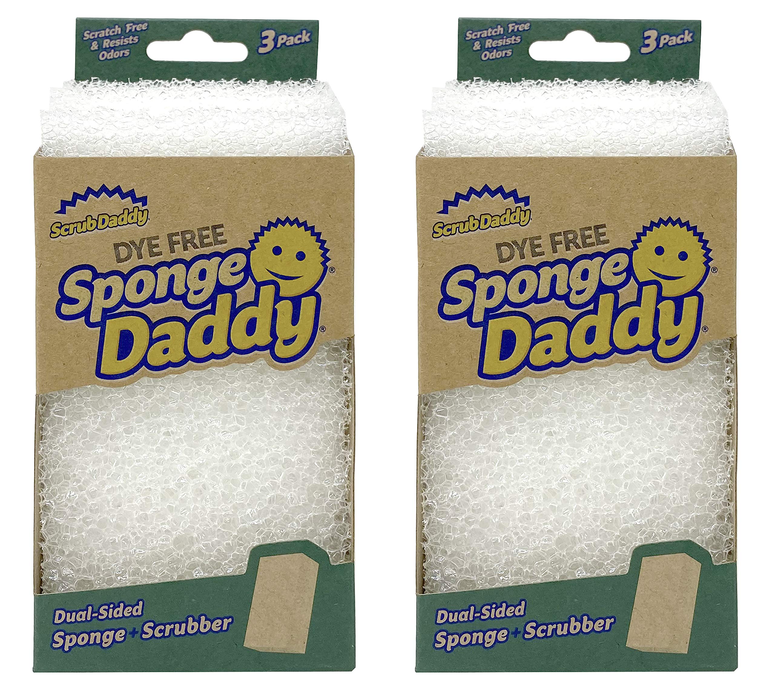 Eco-Friendly Sponge Daddy Non-Toxic Kitchen Sponges - 6-Pack (3 Packs of 2) for Dishwashing, Counter Cleaning & Bathroom Scrubbing