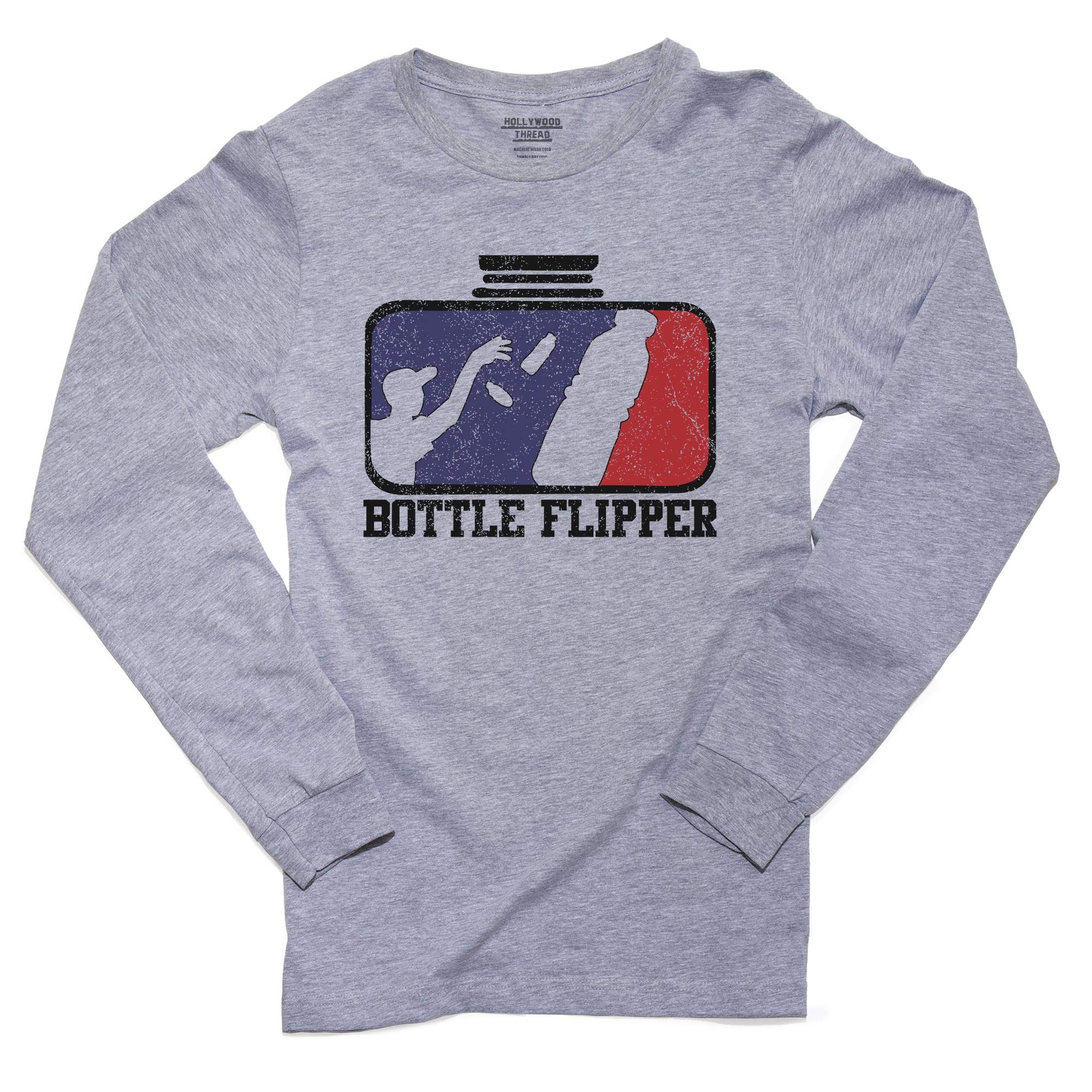 Trendy Colorful Graphic Men's Long Sleeve T-Shirt - Bottle Flipper Water Bottle Design - Perfect for Casual Wear, Street Style & Outdoor Activities