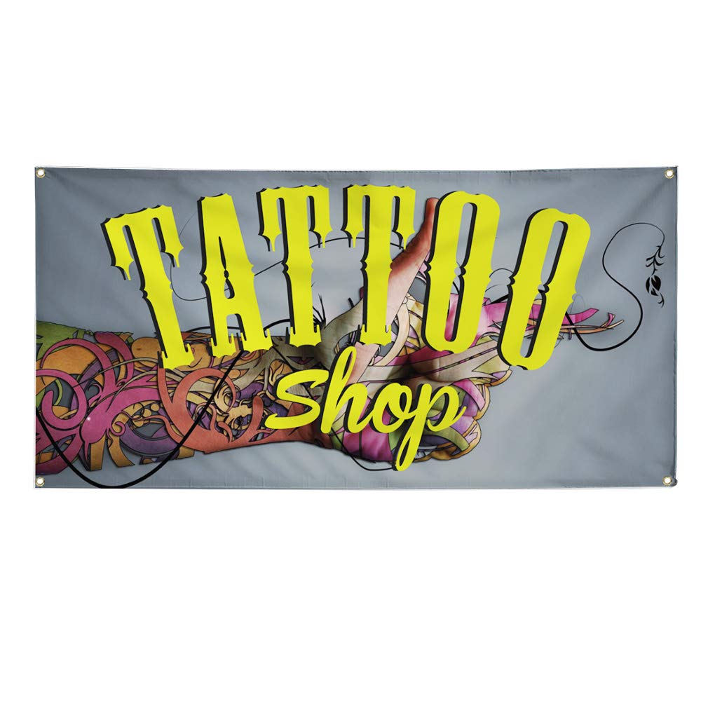 Vinyl Banner Multiple Sizes (48x96 Inches) - Weatherproof Outdoor Business Sign with 8 Grommets for Tattoo Shops, Industrial Use & Yard Signs - Perfect for Storefronts, Events & Advertising