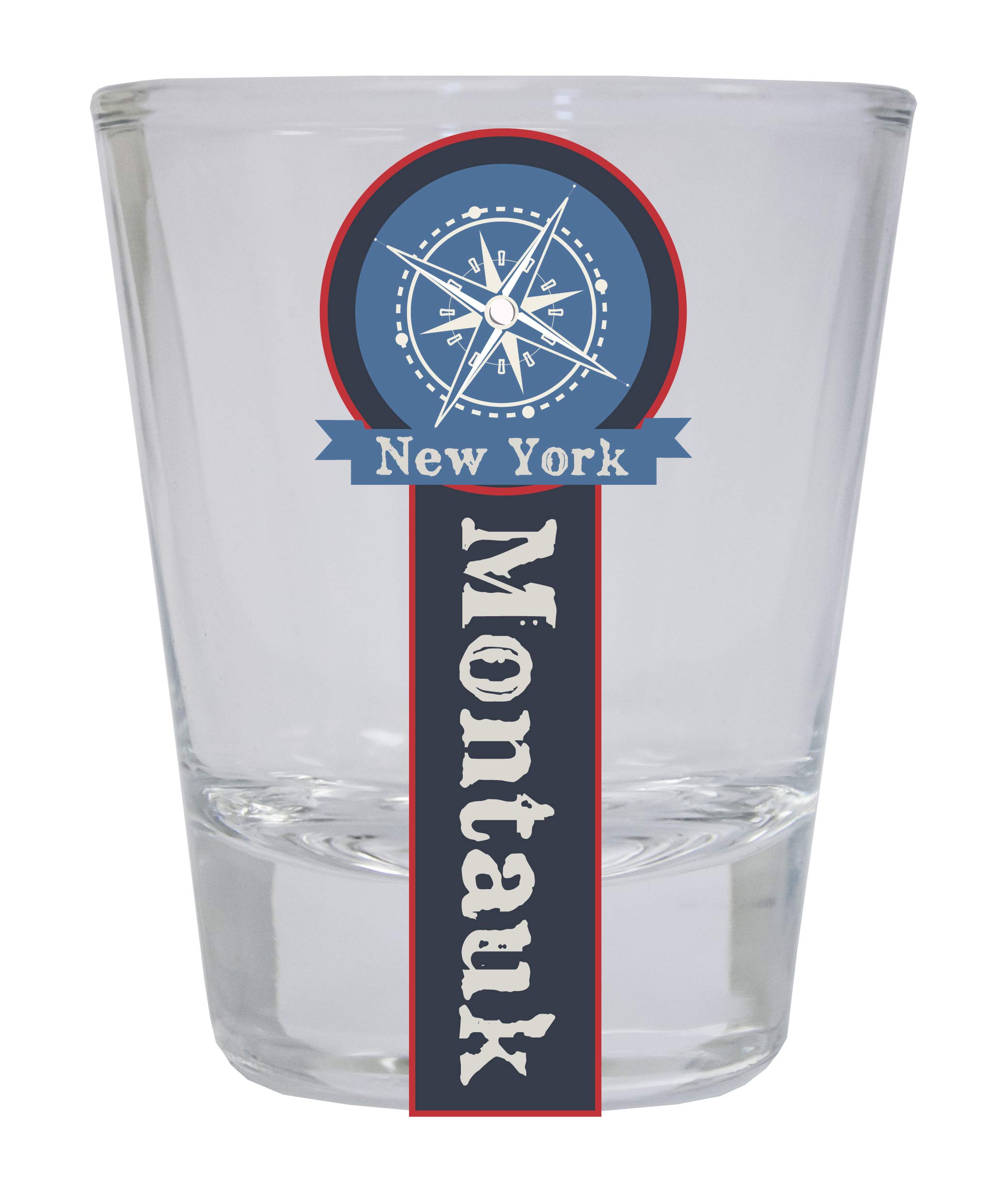 Montauk New York Nautical Souvenir Round Shot Glass - 2oz Barware for Bourbon, Whiskey & Tequila - Perfect for Beach Parties, Boat Trips & Coastal Home Decor
