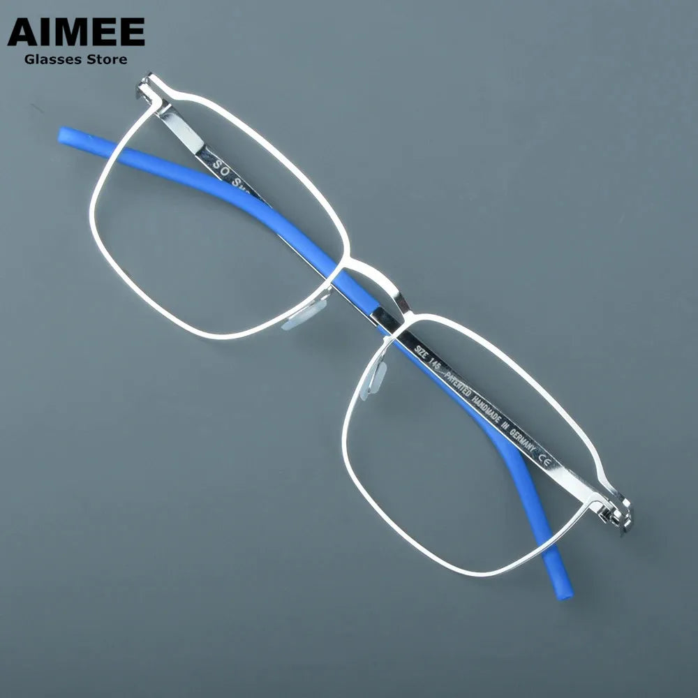 Aimee Unisex Full Rim Square Screwless Steel Eyeglasses Frame 14318 | Lightweight Durable Glasses for Men & Women | Perfect for Reading, Work, and Daily Wear
