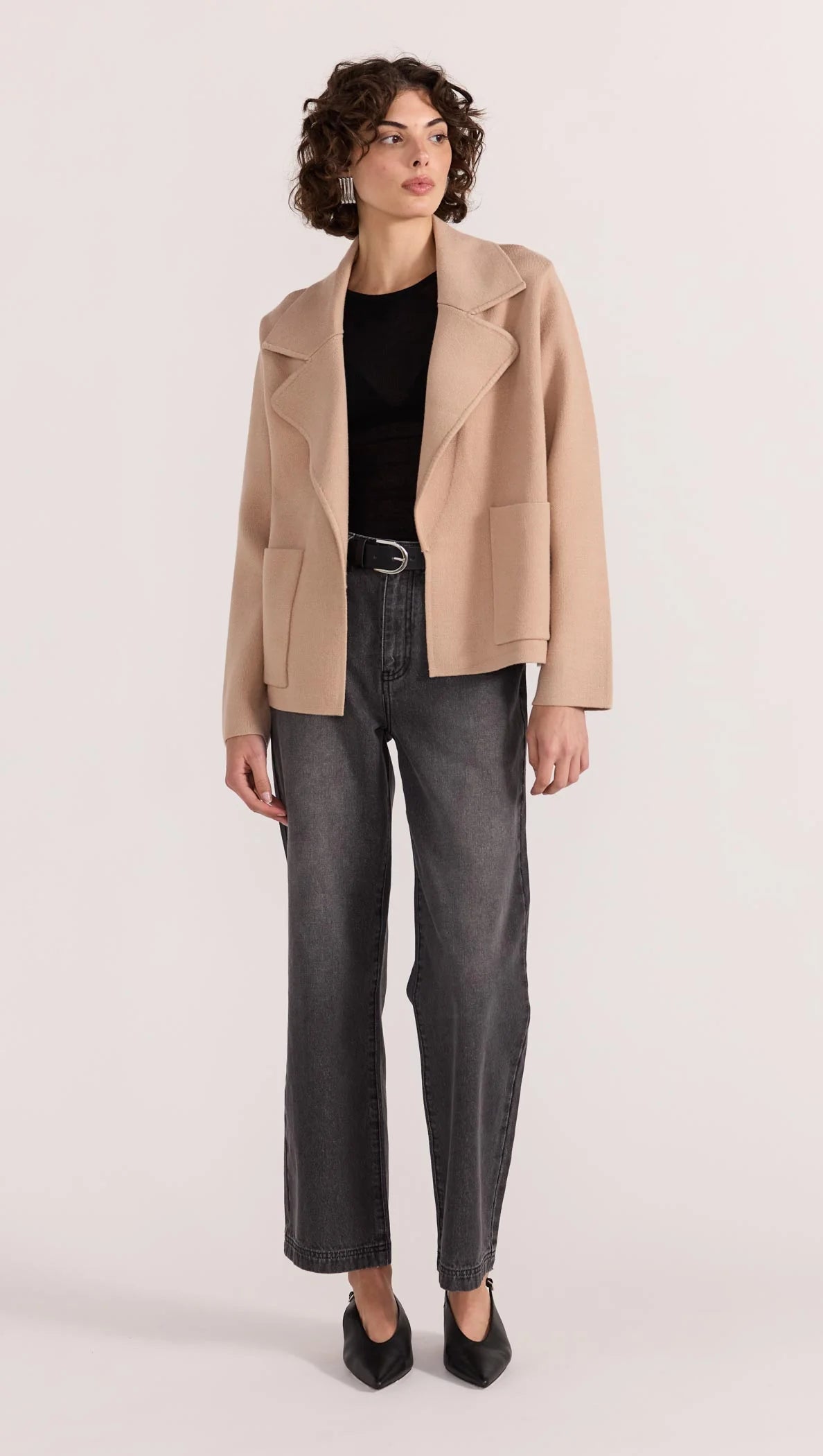 Aiden Women's Camel Crop Coatigan - Stylish Knit Cardigan for Fall & Winter - Perfect for Office, Date Night & Casual Outfits