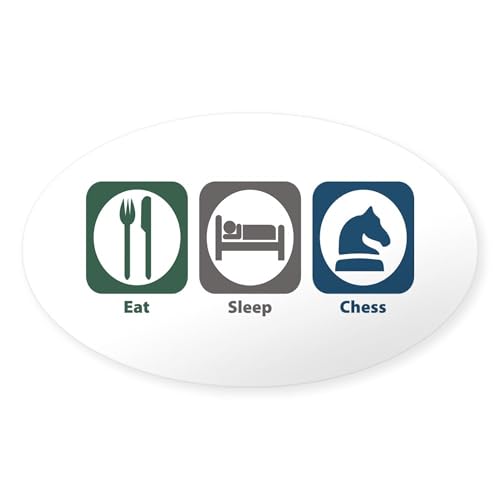 Clear - Eat Sleep Chess Oval Sticker
