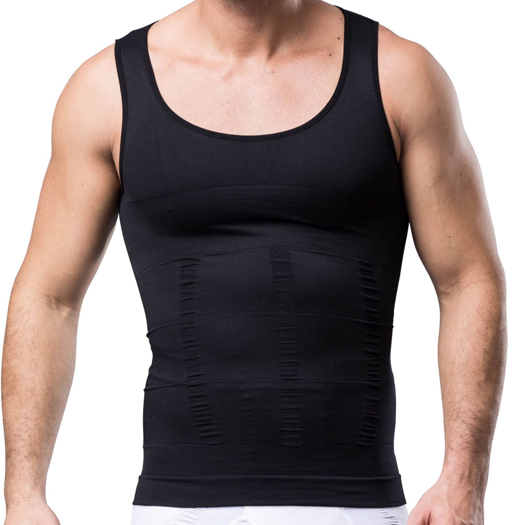 ChyJoey Men's Seamless Shapewear Tank Top - Slimming Compression Shirt for Weight Loss & Body Shaping - Scoop Neck Gym Vest for Workout & Exercise - Perfect for Fitness, Running & Daily Wear