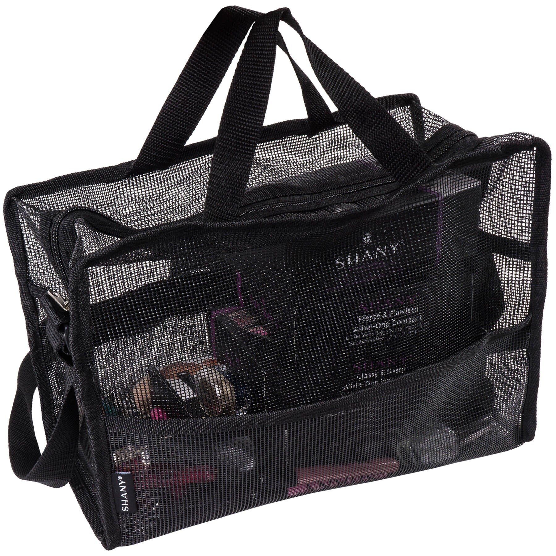 Foldable Mesh Shopping Bag & Reusable Travel Tote - Lightweight Eco-Friendly Carryall for Groceries, Beach, Gym - Black