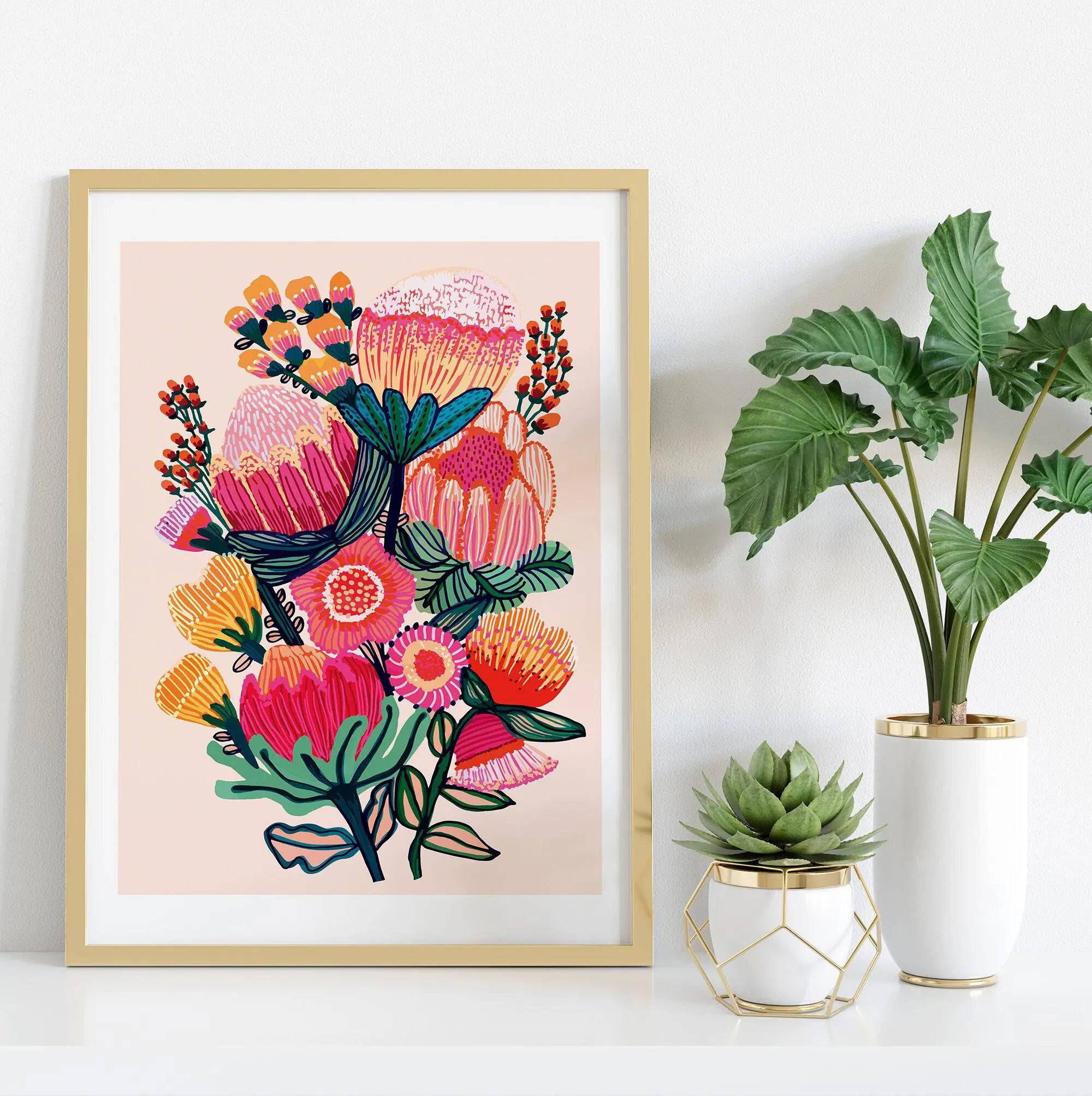 Oz Botanical Wall Art Gift Set - Floral Bouquet Canvas Print for Home Decor, Perfect for Living Room, Bedroom & Office