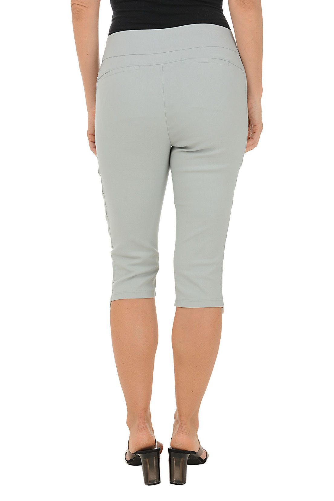 Petite Zip Hem Pull On Clamdigger Pants for Women - Comfortable Stretch Ankle Pants for Casual Wear, Work & Travel