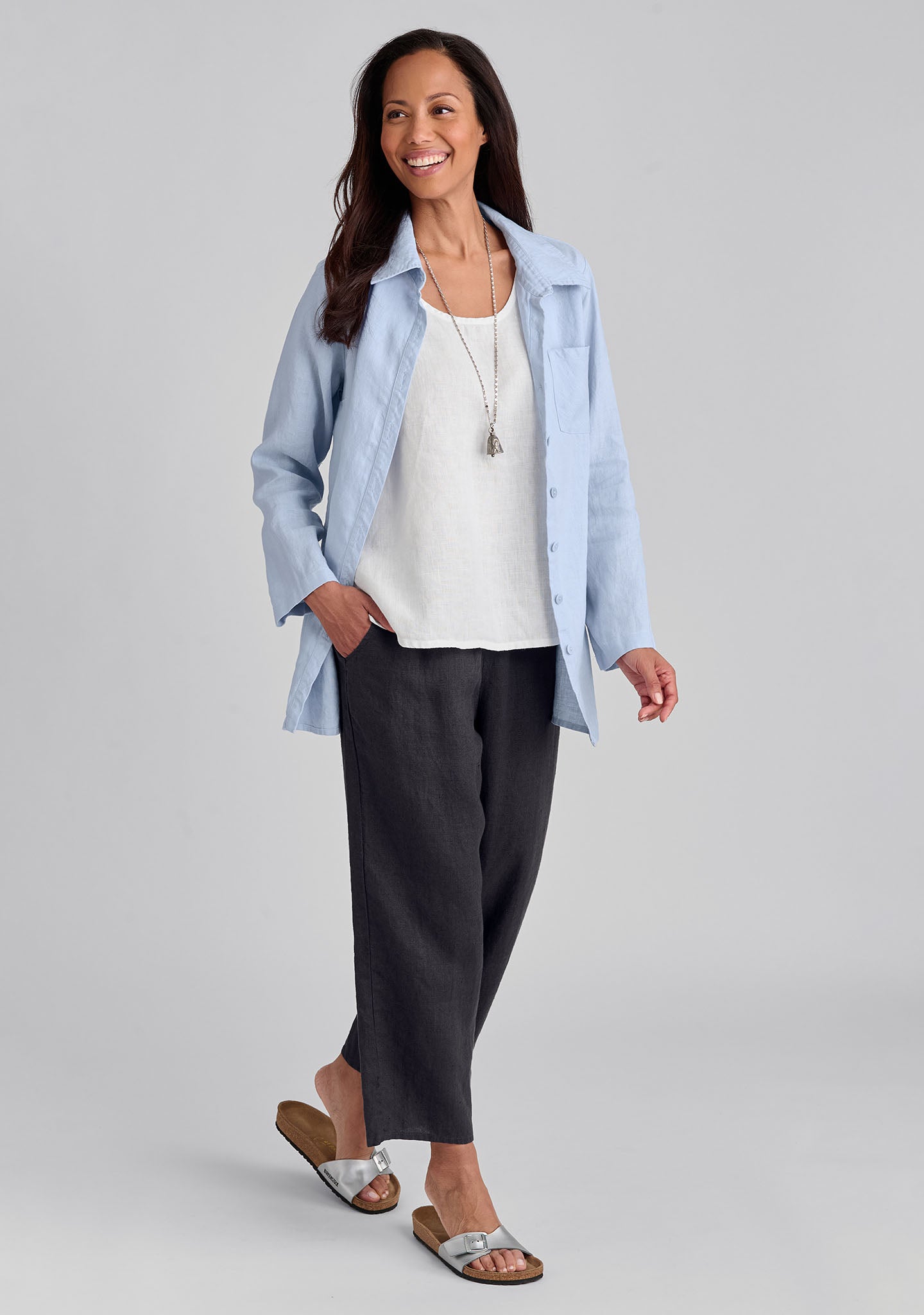 Stylish Bias Back Linen Shirt for Women - Breathable Summer Blouse for Casual Outings & Beach Vacations